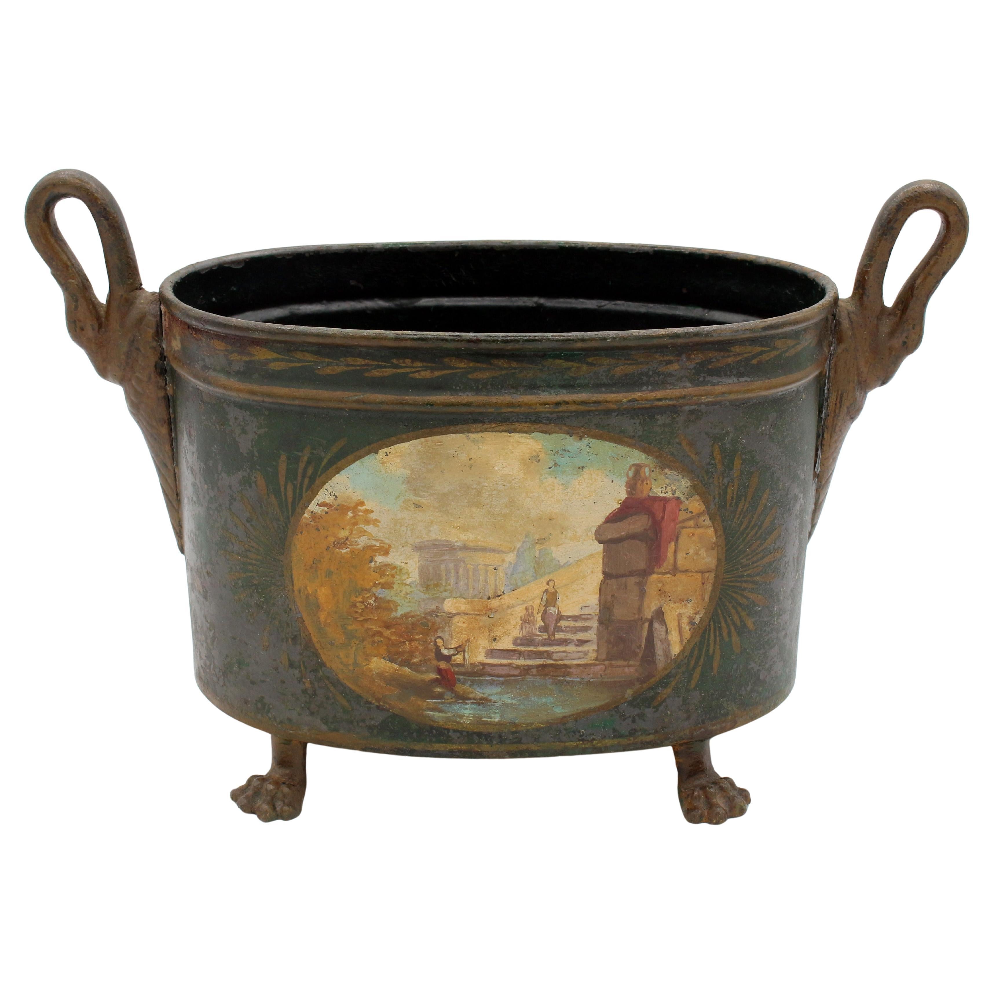 Circa 1815 French Tole Oval Cachepot or Jardiniere