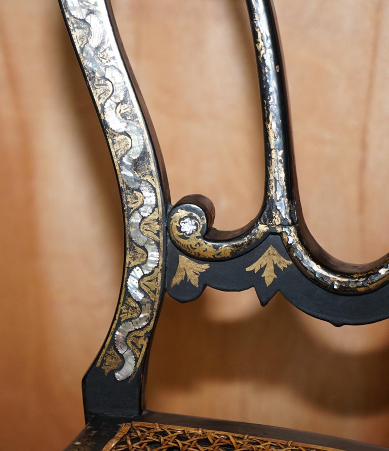 circa 1815 Heavily Mother of Pearl Inlaid Ebonsied and Gold Leaf ...