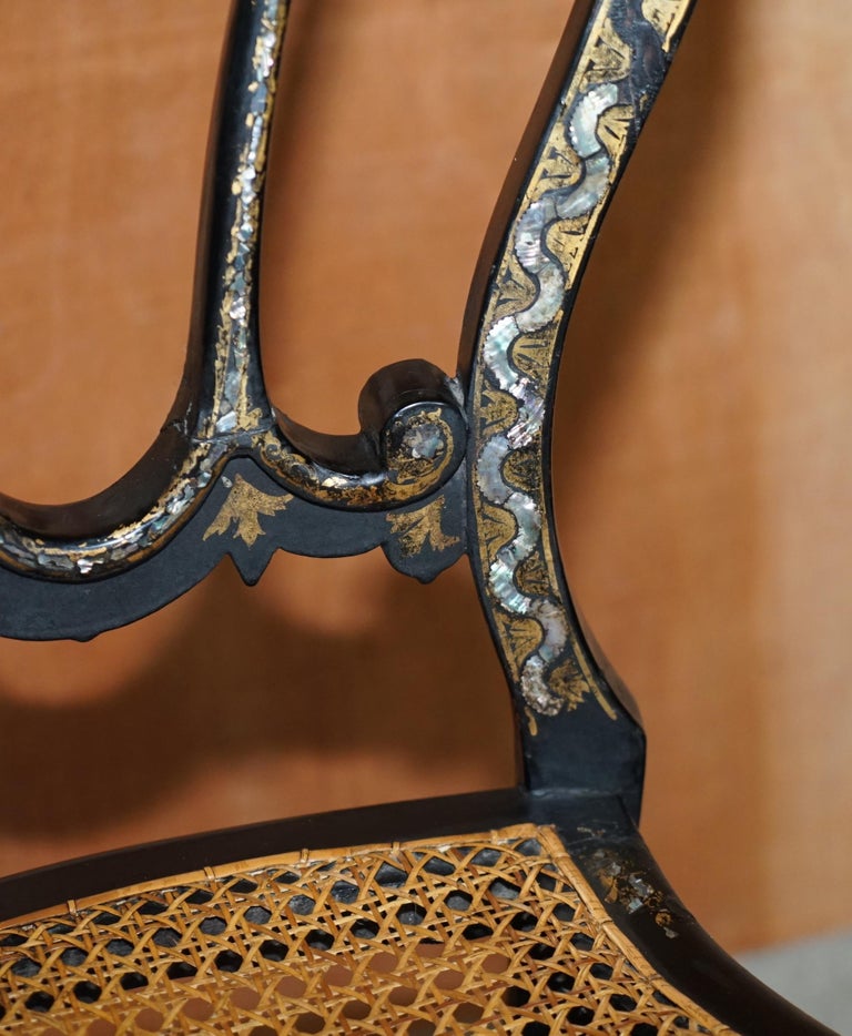 circa 1815 Heavily Mother of Pearl Inlaid Ebonsied and Gold Leaf ...