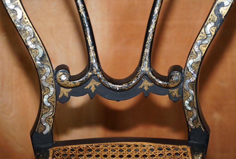 circa 1815 Heavily Mother of Pearl Inlaid Ebonsied and Gold Leaf ...