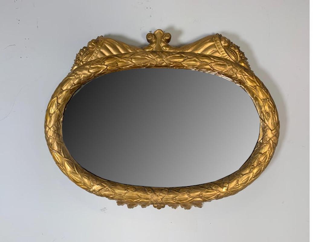 Hand carved giltwood and Gesso American period mirror, circa 1820-1840
Nice thick decorative frame with original wood back all in good original condition with age appropriate wear
Dimensions: 29