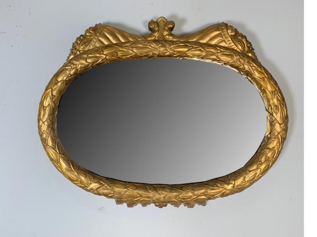American Classical Hand Carved Giltwood and Gesso American Period Mirror, circa 1820-1840 
