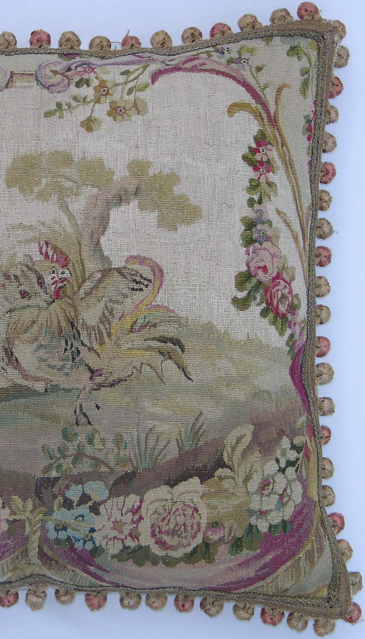 Empire Circa 1820 Antique French Aubusson Tapestry Pillow For Sale