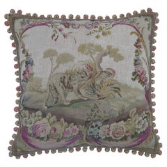 Coussin ancien en tapisserie française d'Aubusson datant d'environ 1820