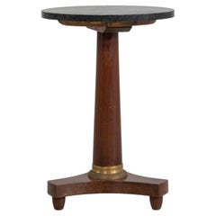 Circa 1820 Black Wood Empire Pedestal Table With Marble Top