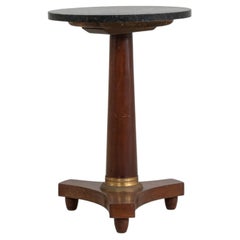 Circa 1820 Black Wood Empire Pedestal Table With Marble Top