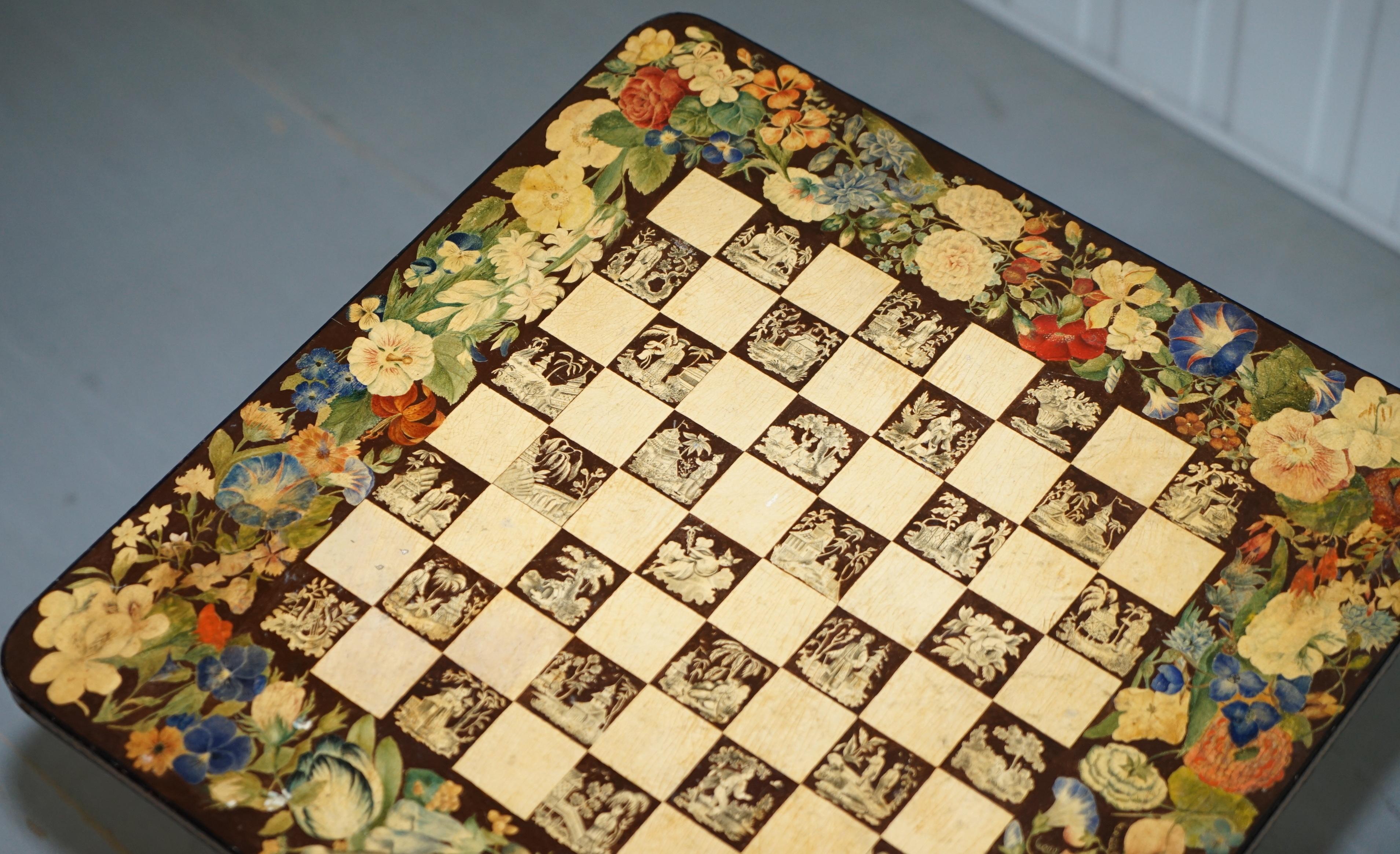 Chinese Chinoiserie George IV Rare Wood Games Table Chess Tilt Top, circa 1820 1