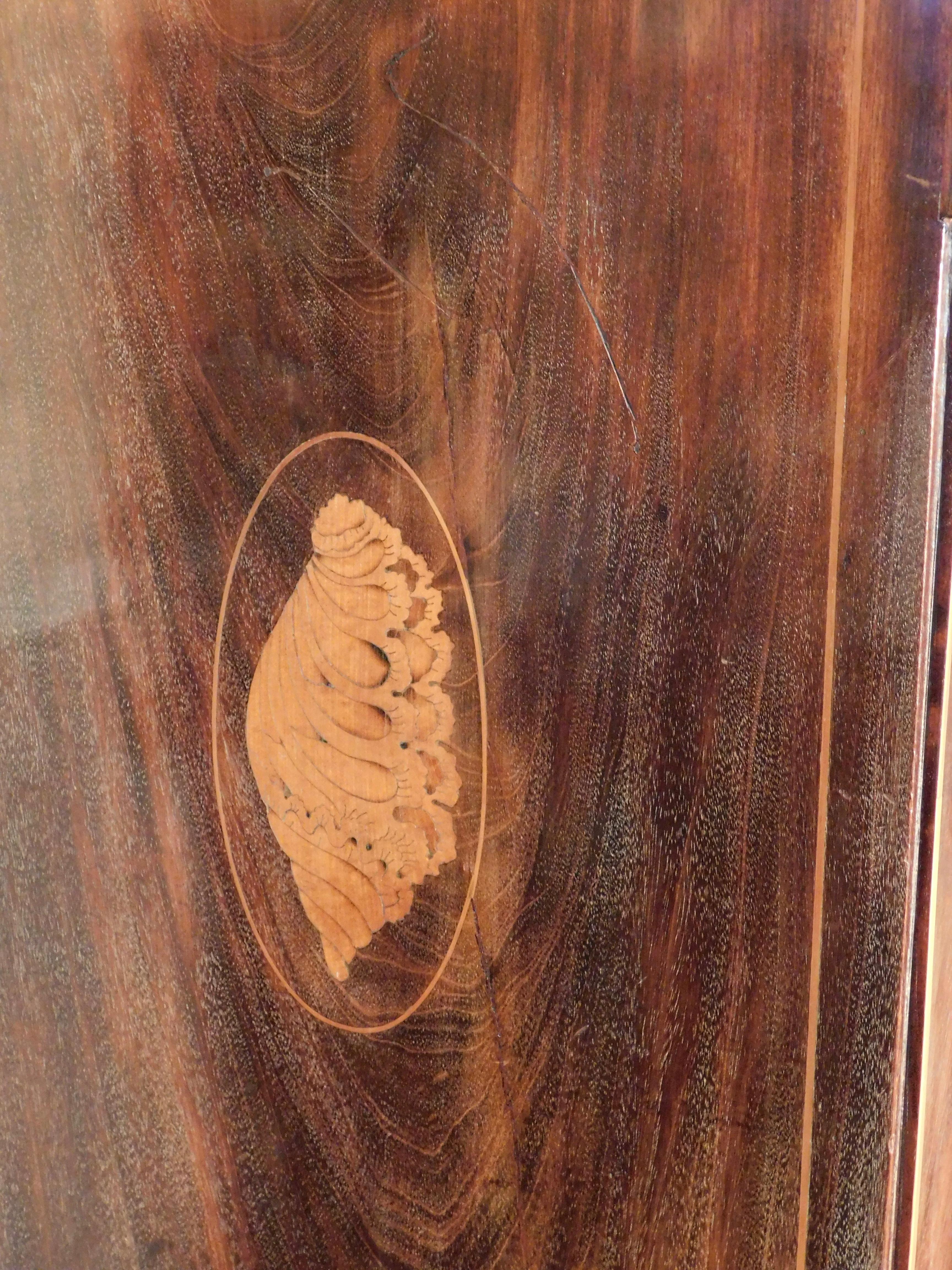 Dutch High Boy Chest of Drawers with Marquetry Inlaid Shell Designs, circa 1820 For Sale 9