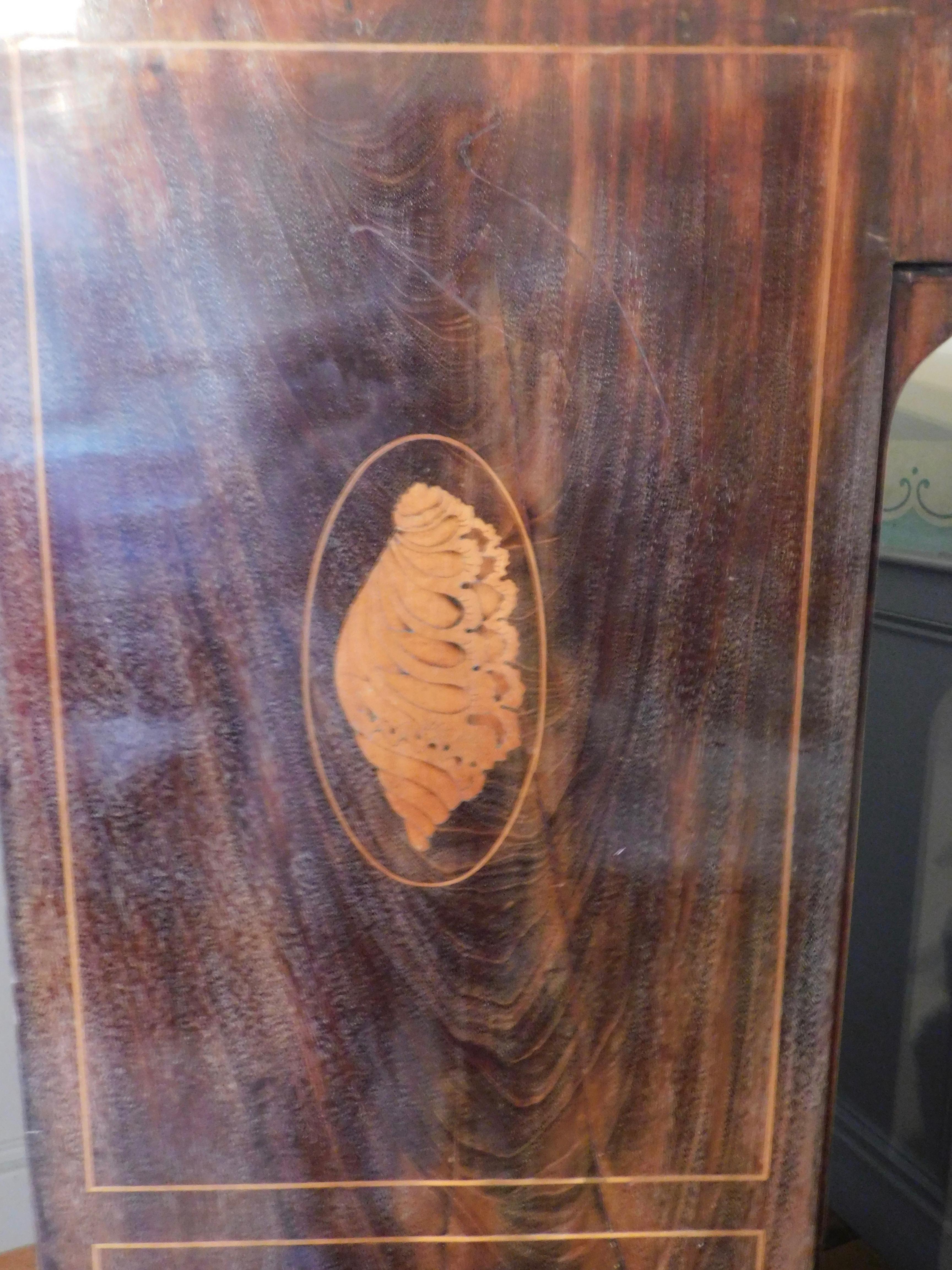 Dutch High Boy Chest of Drawers with Marquetry Inlaid Shell Designs, circa 1820 For Sale 2