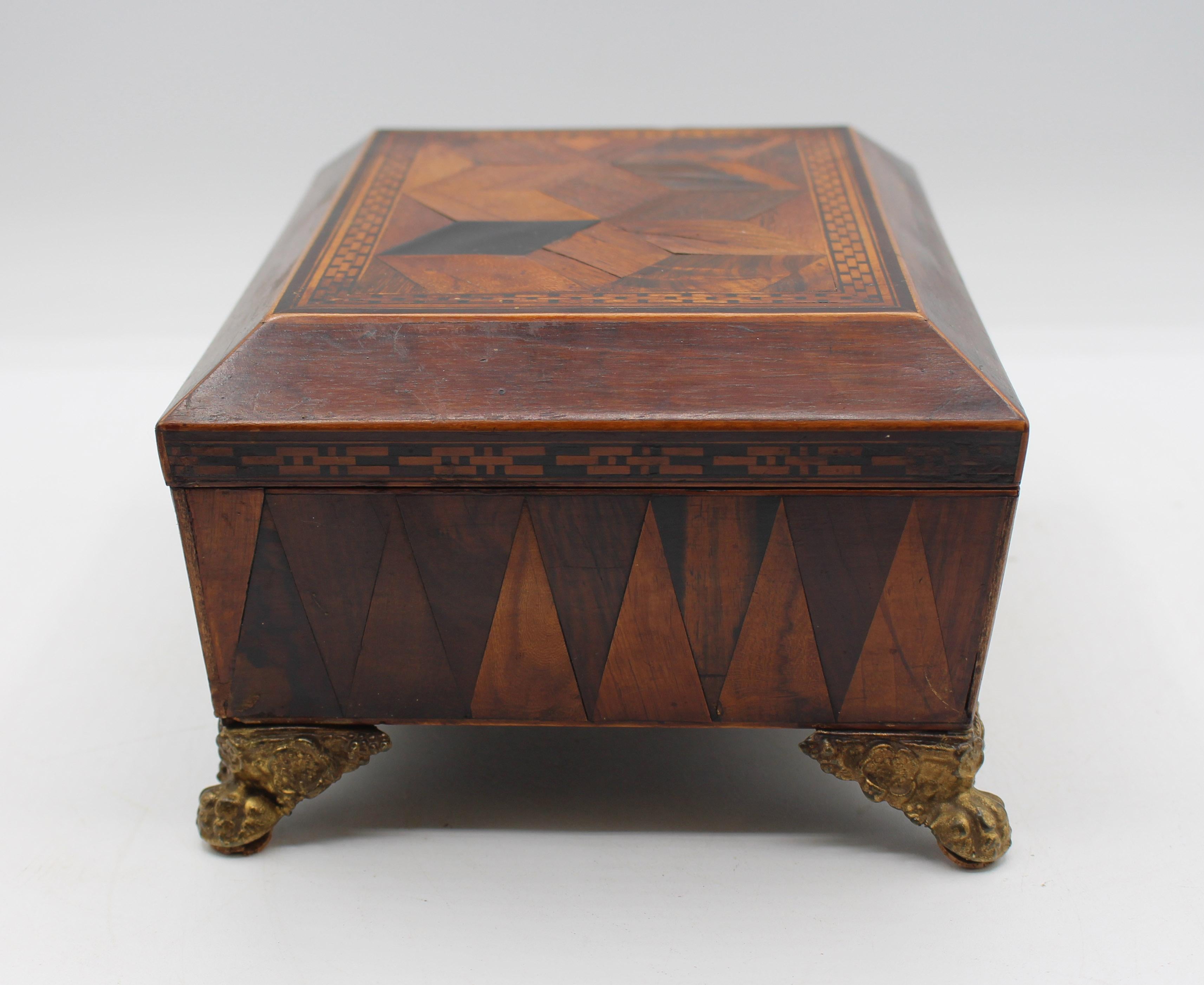 Inlay Circa 1820 English Regency Period Work Box For Sale