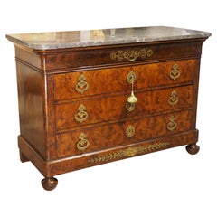 C. 1820 French Restauration Commode in Flame Mahogany by Othon Kolping 1775-1853