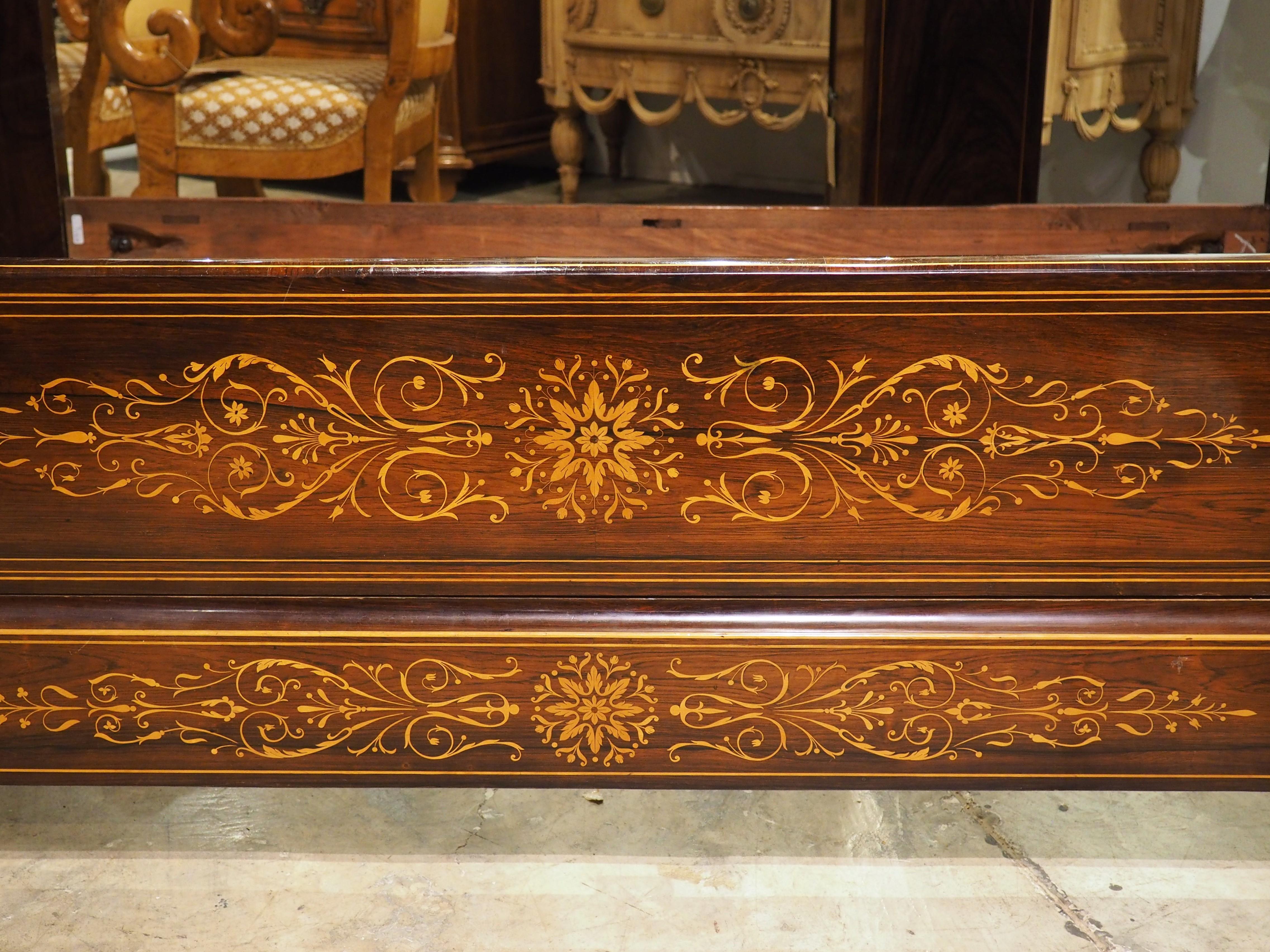 Circa 1820 French Sleigh Bed and Chevet Side Table with Sycamore Inlay For Sale 5