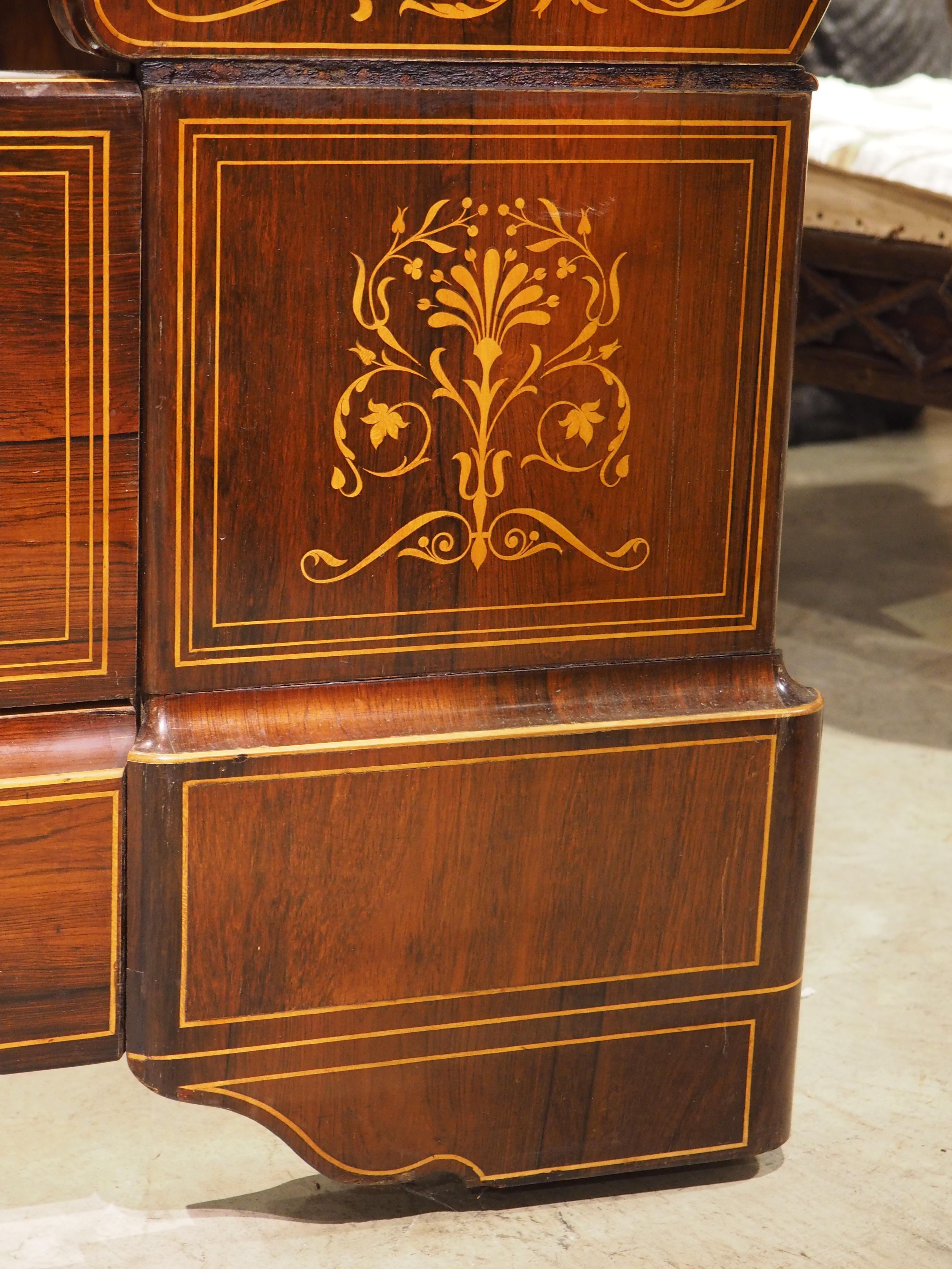 Circa 1820 French Sleigh Bed and Chevet Side Table with Sycamore Inlay For Sale 7
