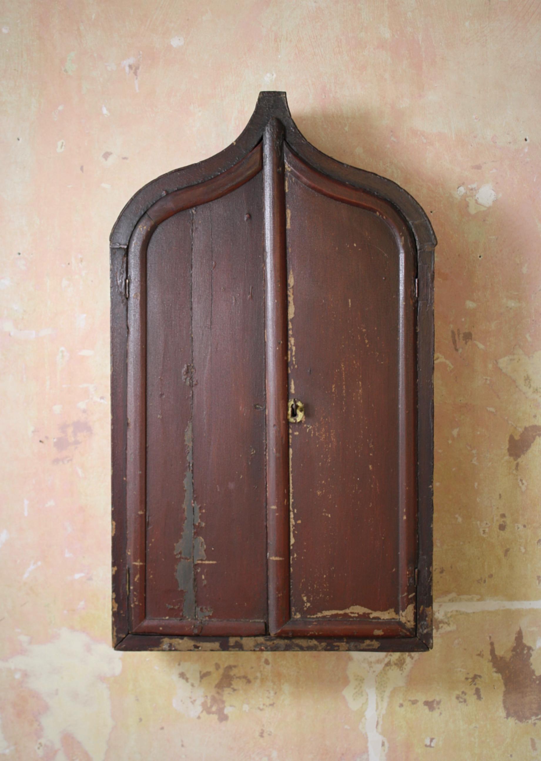 19th Century Circa 1820 Georgian Original Painted Arched Cupboard Cabinet