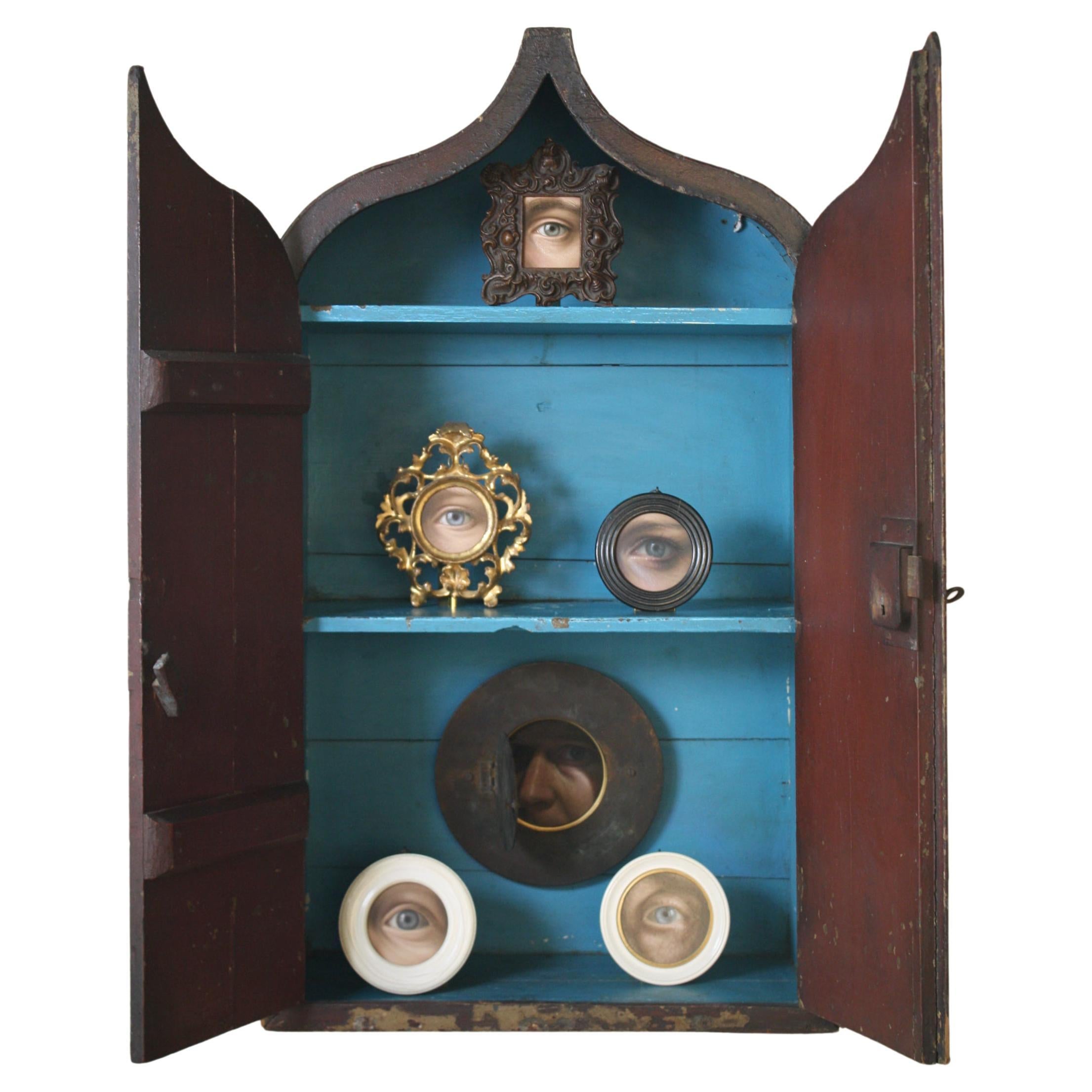 Circa 1820 Georgian Original Painted Arched Cupboard Cabinet