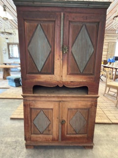 Circa 1820 Gustavian Original Painted Buffet Deux A Corps Cabinet From Sweden.