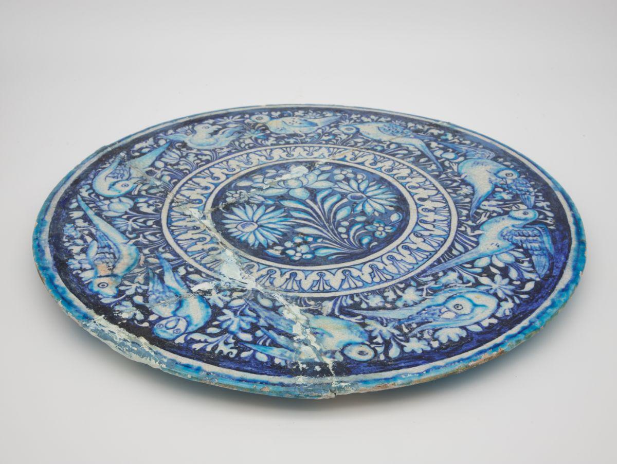 Ceramic Circa 1820 Iznik Blue and White Plateau For Sale