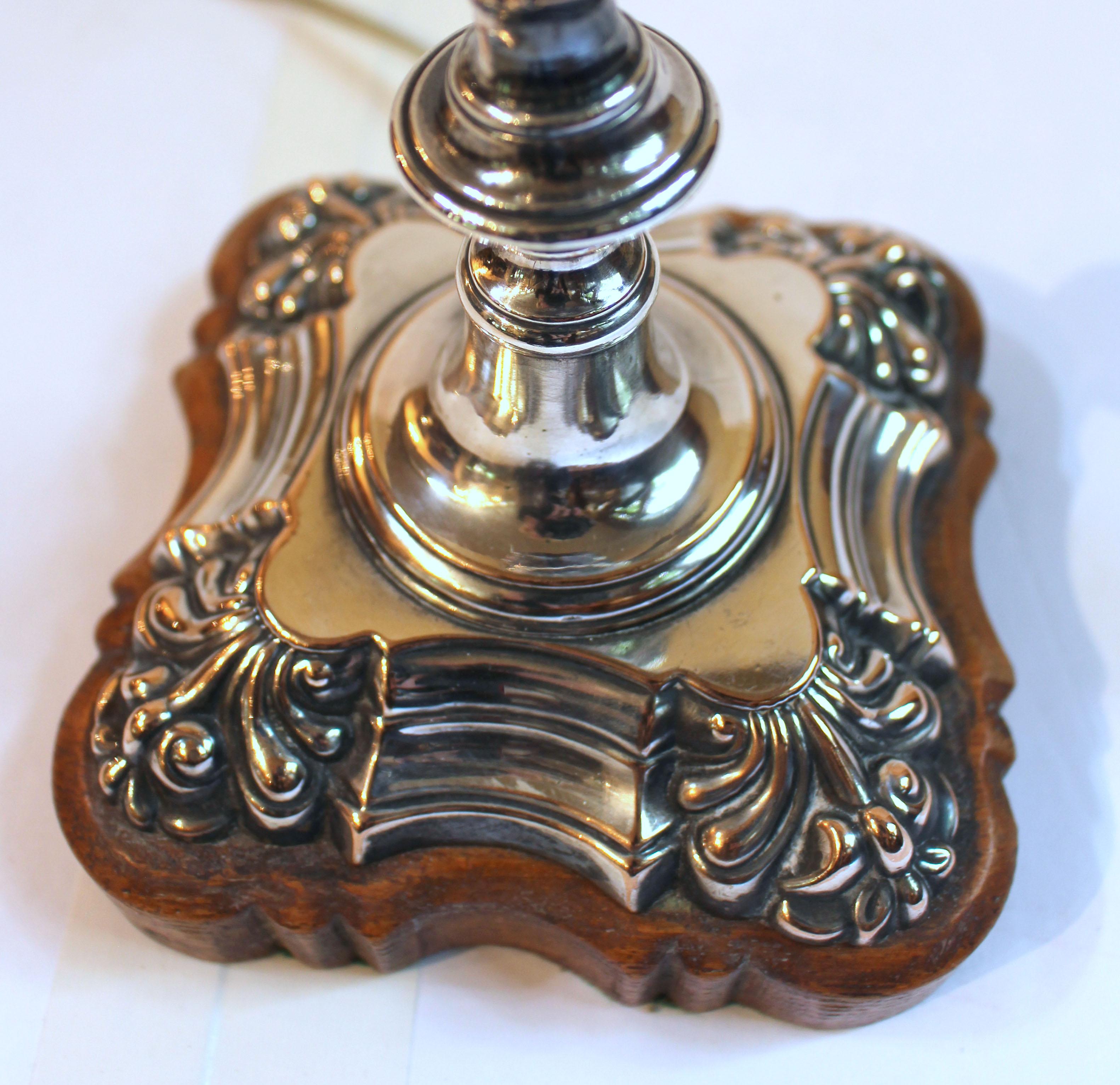 Circa 1820 Old Sheffield Plate Silver Candlestick Now as a Lamp In Good Condition For Sale In Chapel Hill, NC