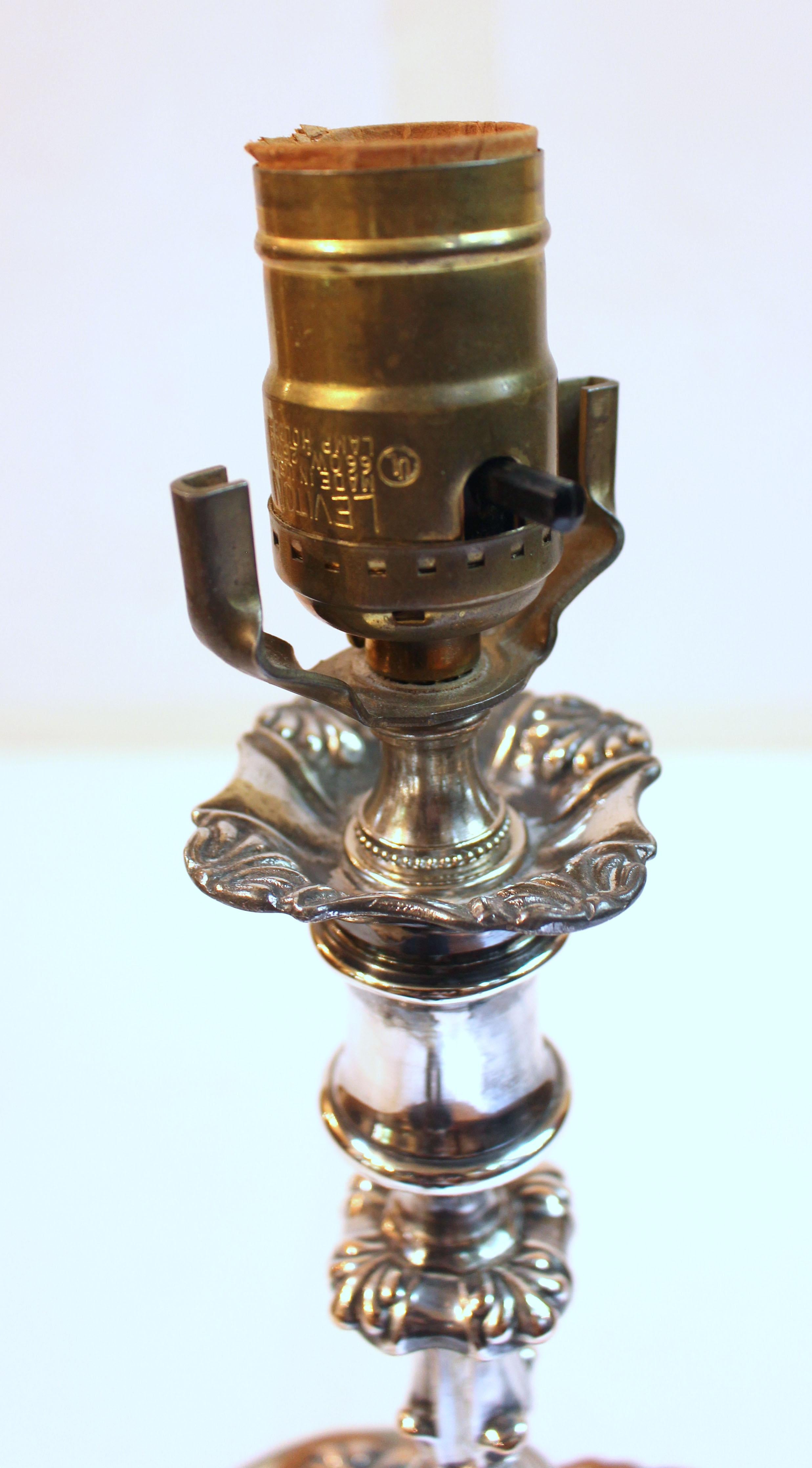 19th Century Circa 1820 Old Sheffield Plate Silver Candlestick Now as a Lamp For Sale