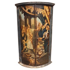 Circa 1820 Painted Hanging Corner Cabinet from the Netherlands