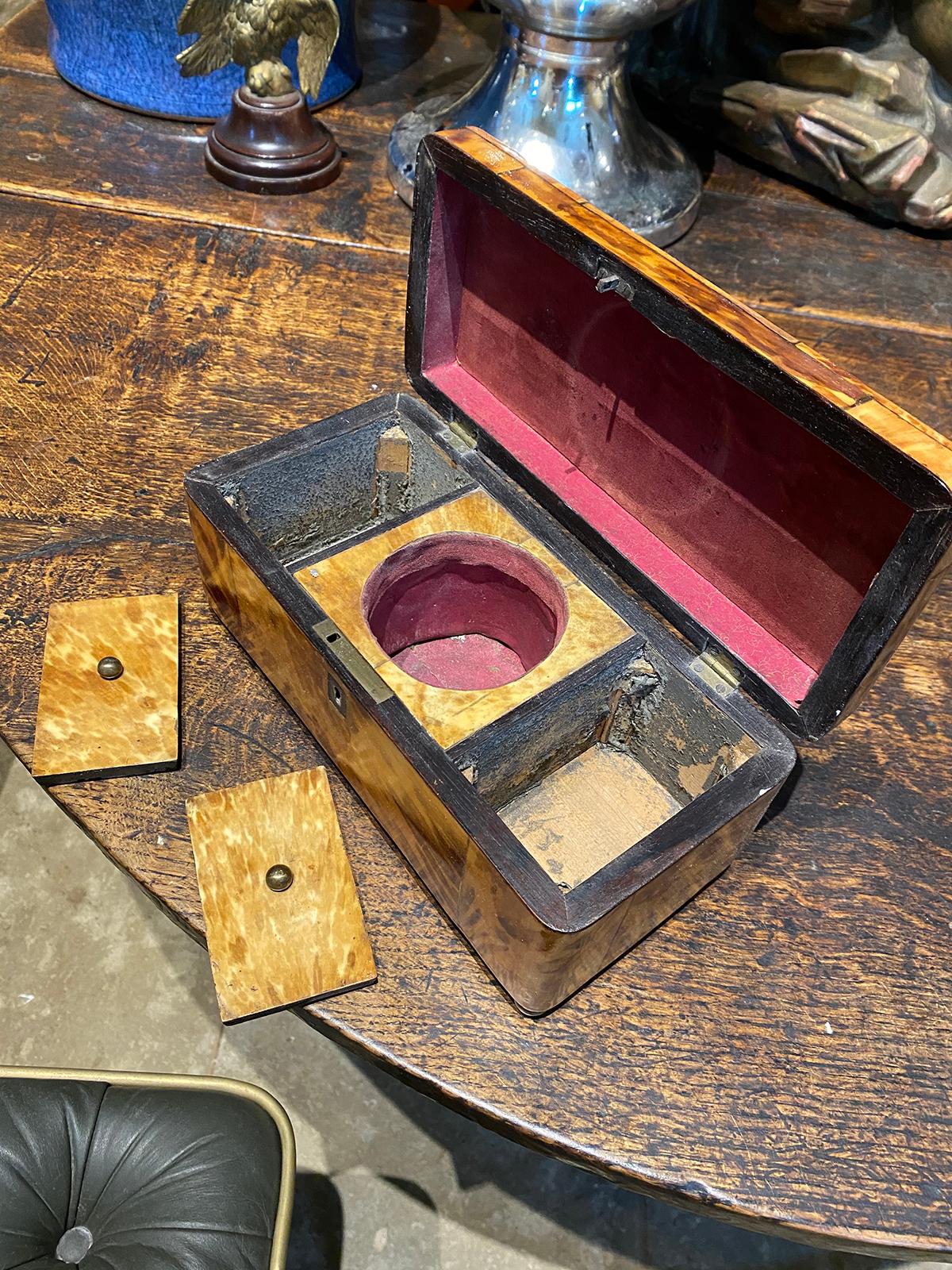 Regency Tortoise Shell Tea Caddy with Sterling Silver and Velvet, circa 1820 6