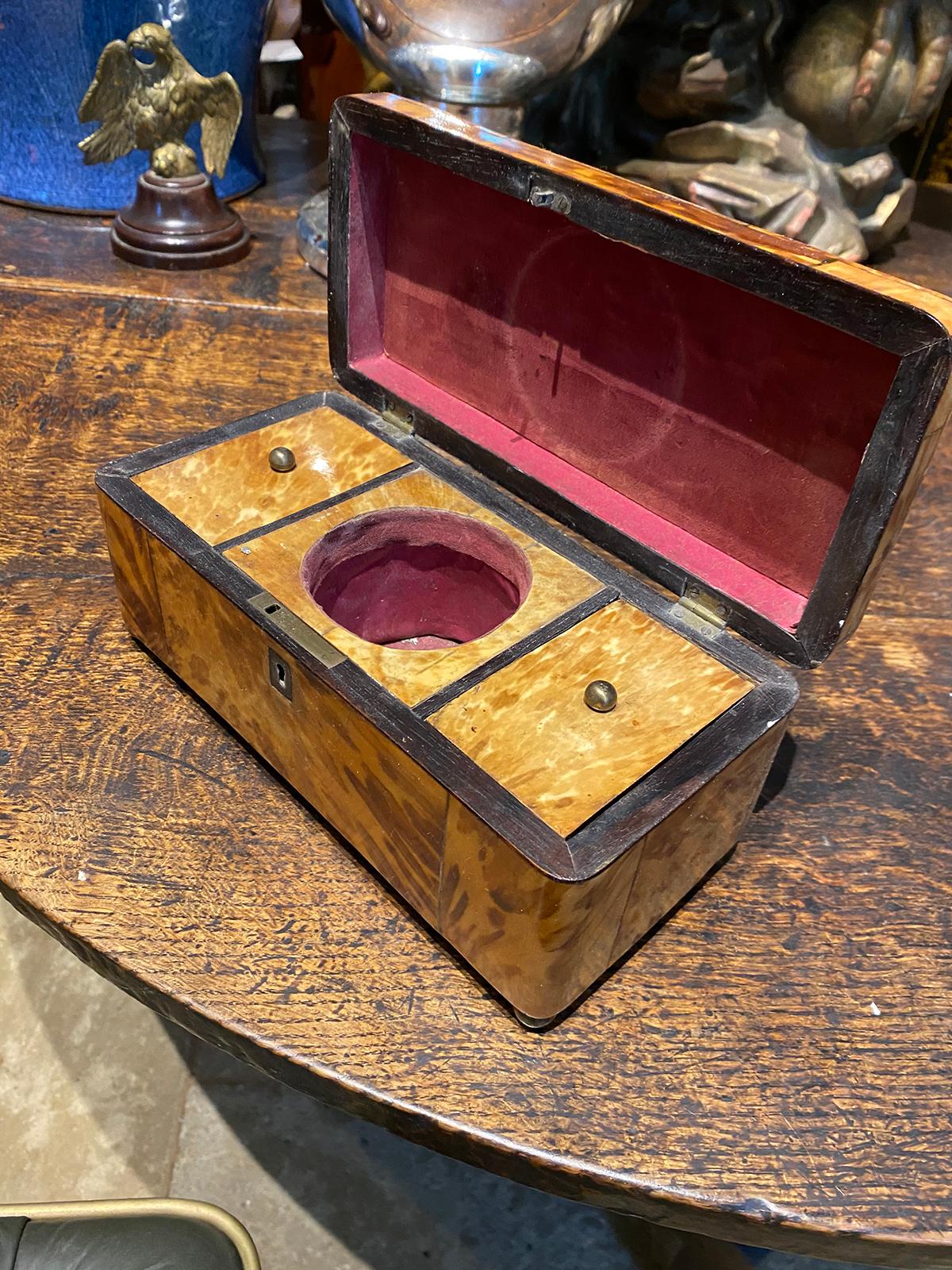 Regency Tortoise Shell Tea Caddy with Sterling Silver and Velvet, circa 1820 3