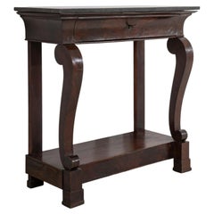 Circa 1820 Walnut Wood Console Table with Belgian Blue Stone Top