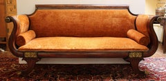 circa 1820s Classical Sofa in Mahogany with Rare Die-Cut Boulle Panels