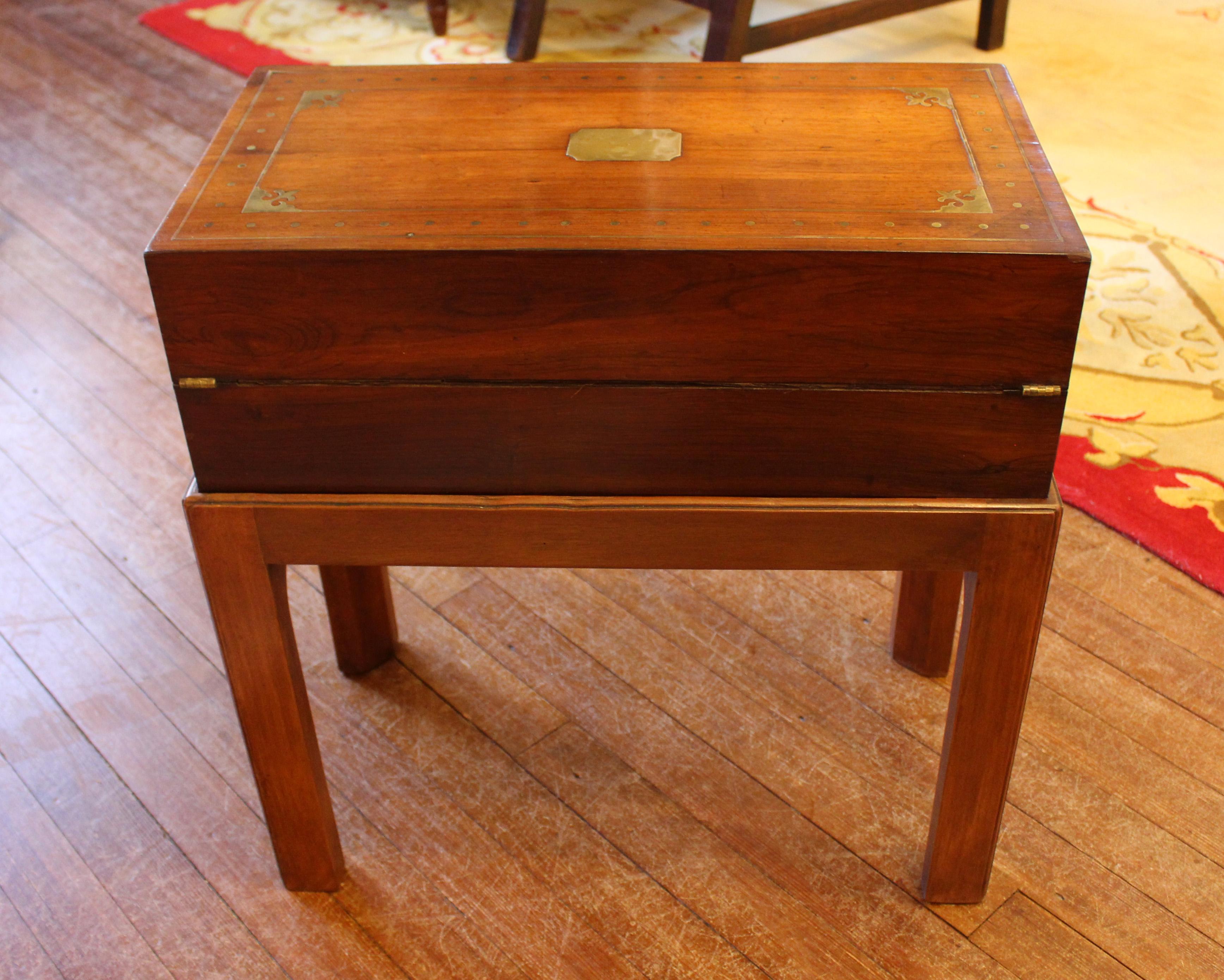 19th Century Circa 1820s English Lap Desk Box on Custom Stand