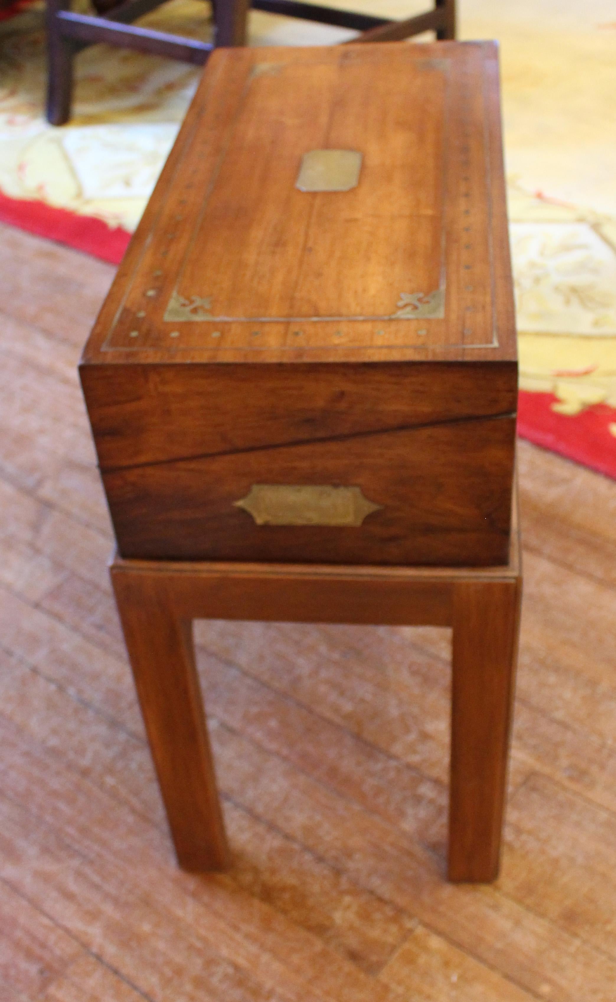Brass Circa 1820s English Lap Desk Box on Custom Stand
