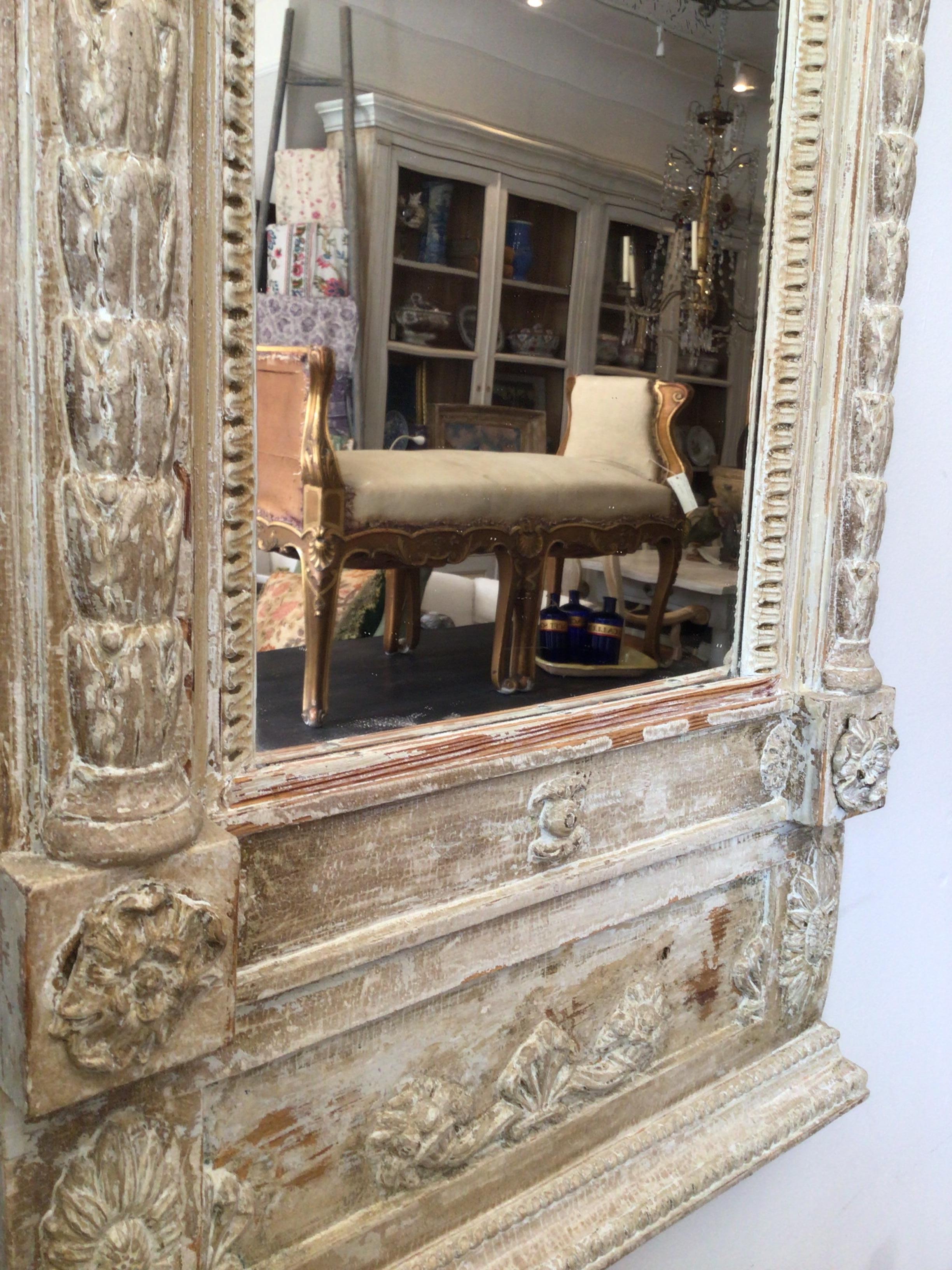 Giltwood Circa 1820s Swedish Stripped Wood Empire Classical Style Wall Mirror  For Sale
