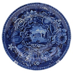 Circa 1822-1841 English Flow Blue Stone China Plate by Swan Bank Pottery