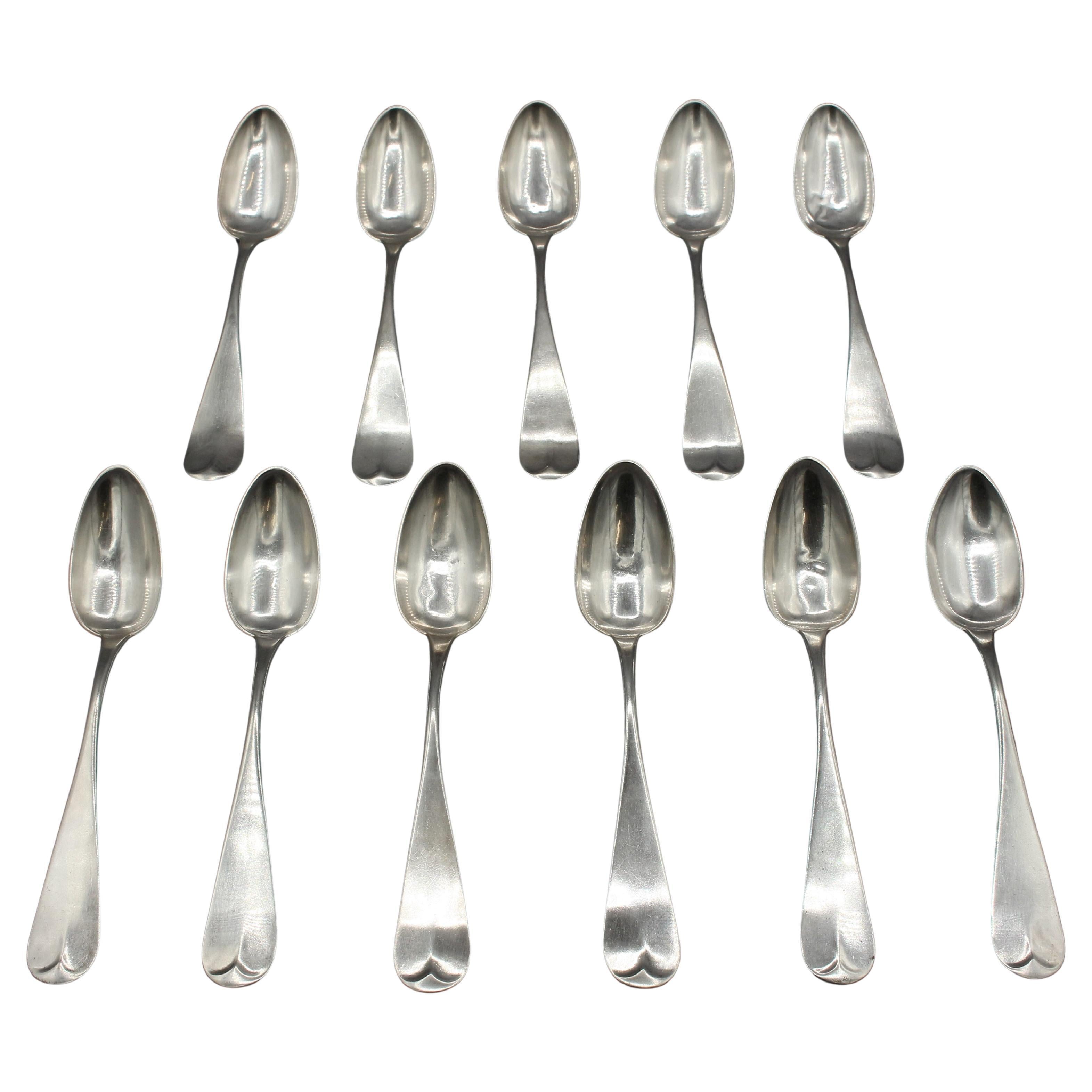 Ensemble de 11 cuillères à thé en argent américain de Rufus Davenport Dunbar, datant d'environ 1825-36