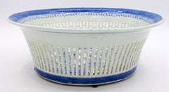 Circa 1830-60 Blue Canton Chestnut Basket