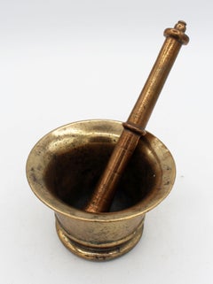 Circa 1830-60 Brass Mortar & Pink Brass Pestle