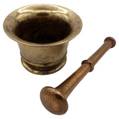 Circa 1830-60 Brass Mortar & Pink Brass Pestle