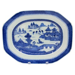 Circa 1830-60 Chinese Export Blue Canton Platter