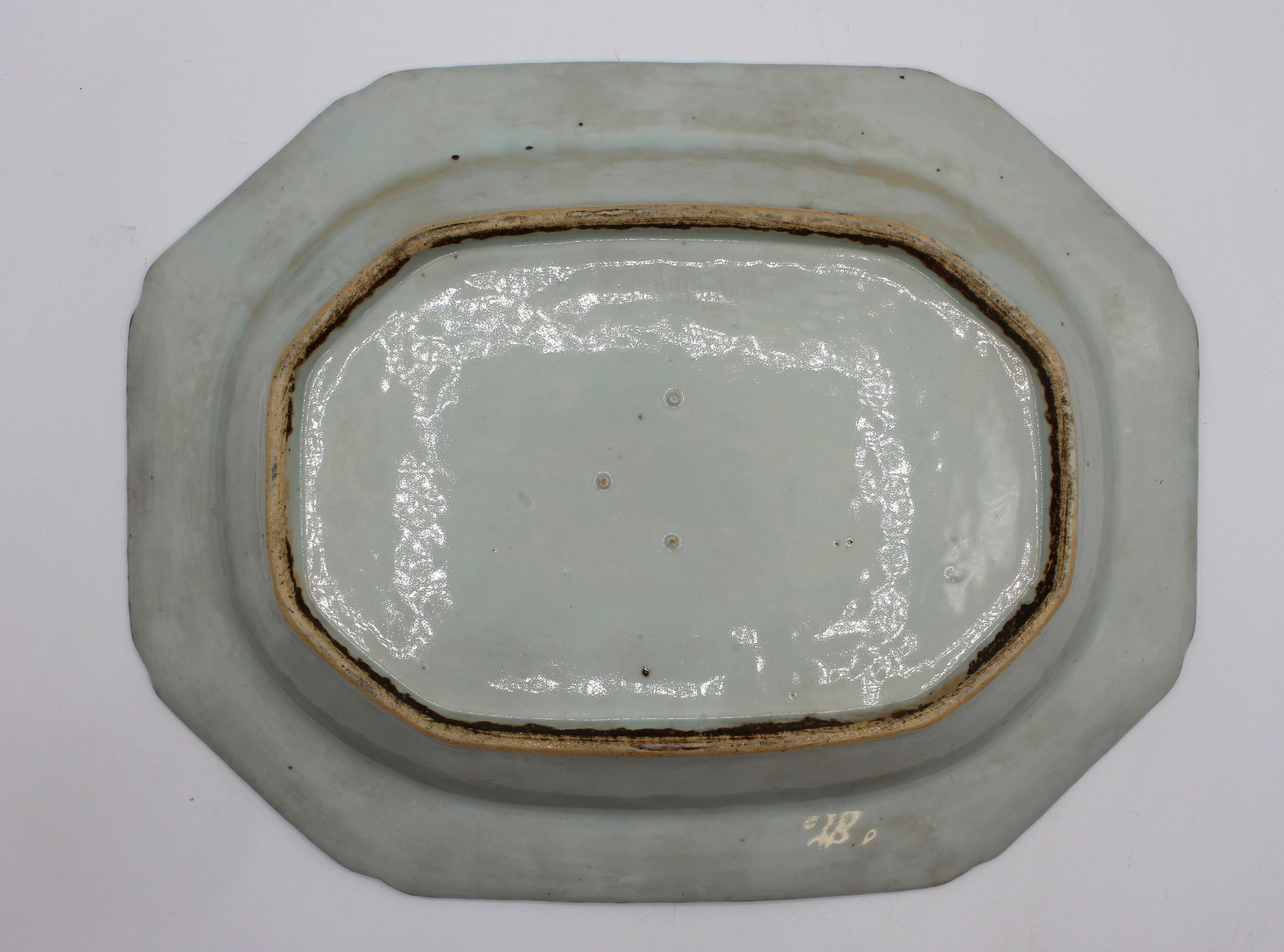 Circa 1830-60 Chinese Export Blue Canton Serving Dish For Sale 4