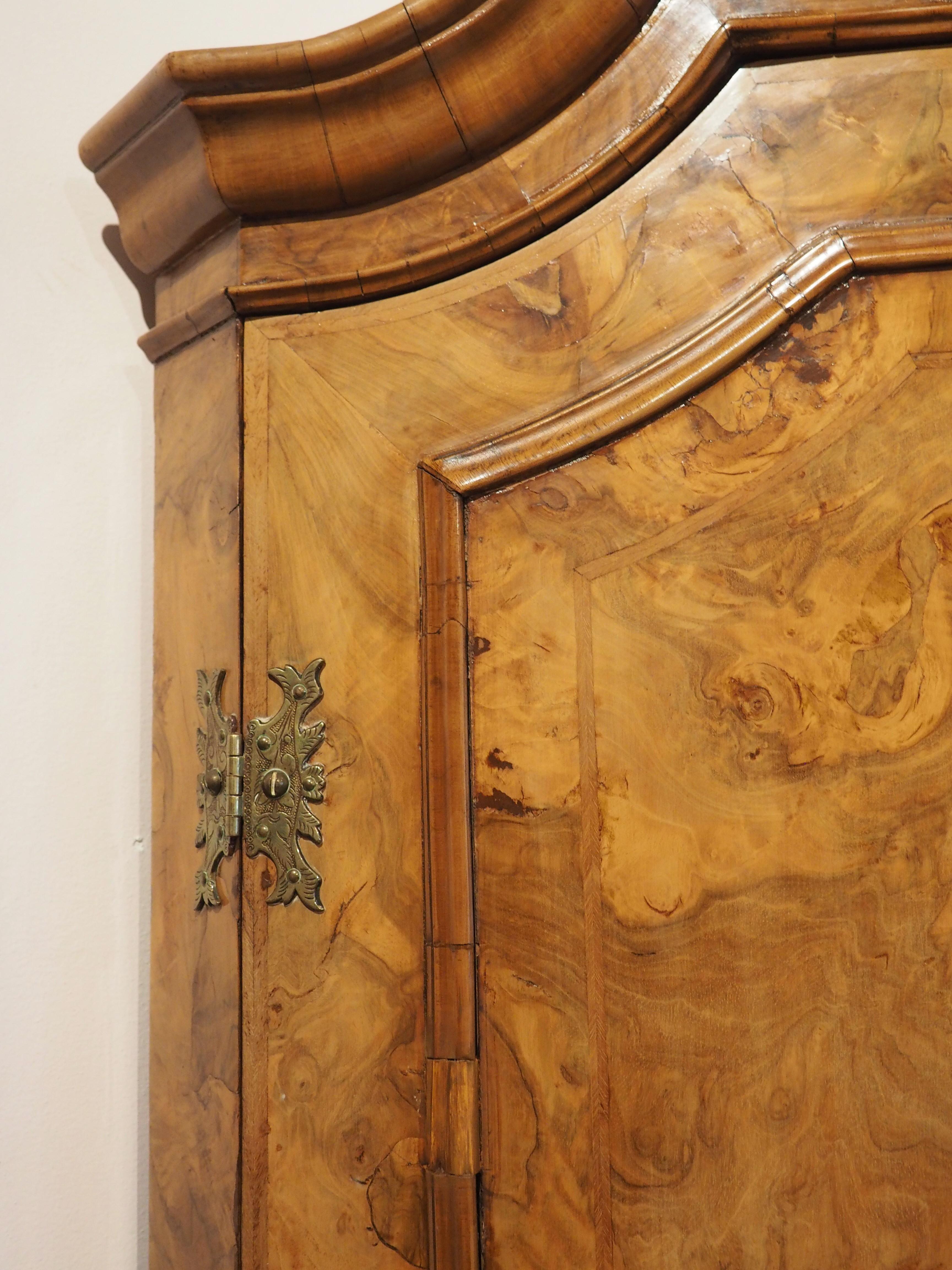 Wood Burl Walnut 4-Door Corner Cabinet from Holland,  circa 1830 For Sale