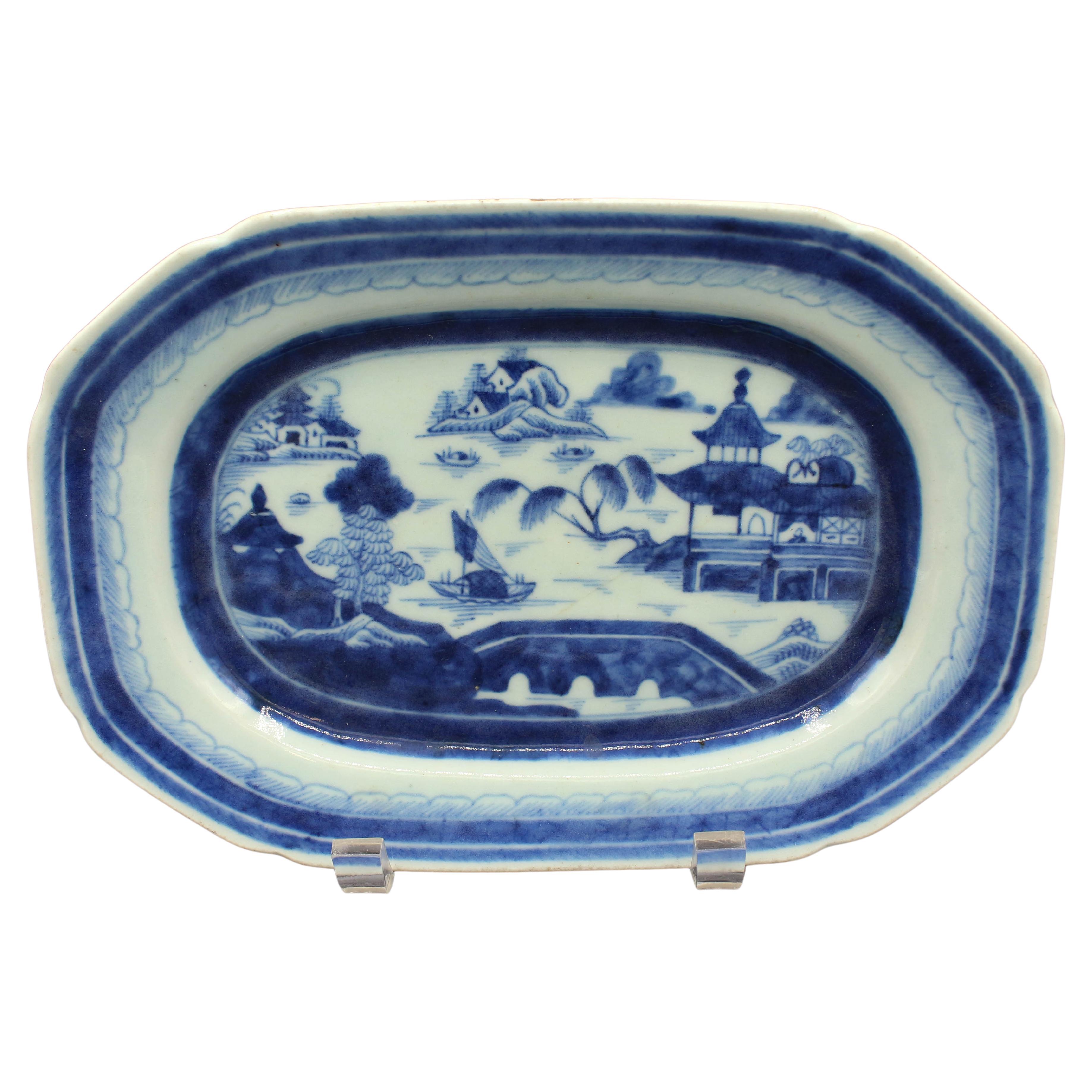 Circa 1830 Chinese Export Blue Canton Platter