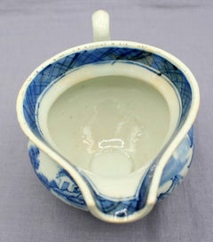 Circa 1830 Chinese Export Porcelain Blue Canton Gravy Boat