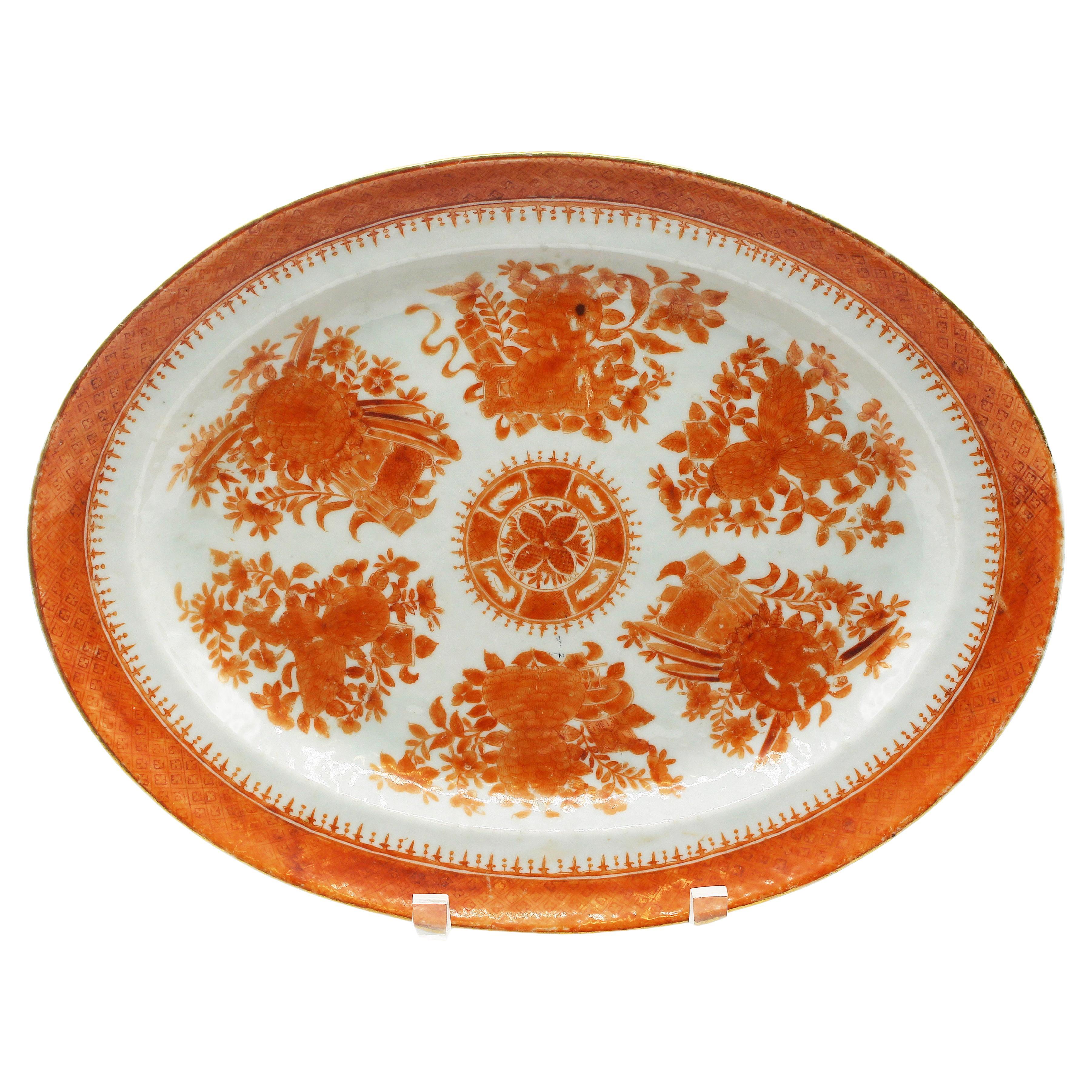 Circa 1830 Chinese Export Porcelain Orange Fitzhugh Platter
