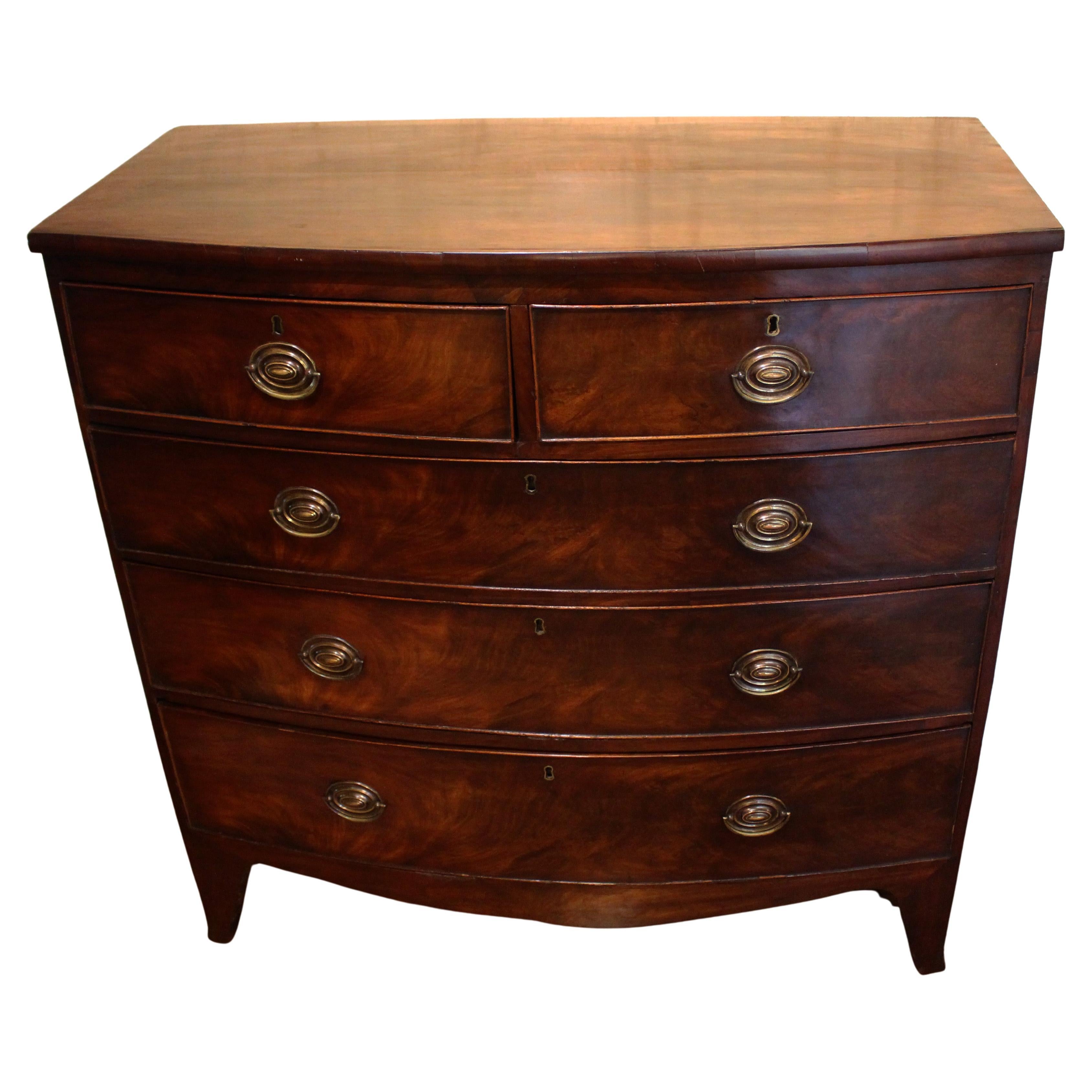 Circa 1830 English Bowfront Chest of Drawers