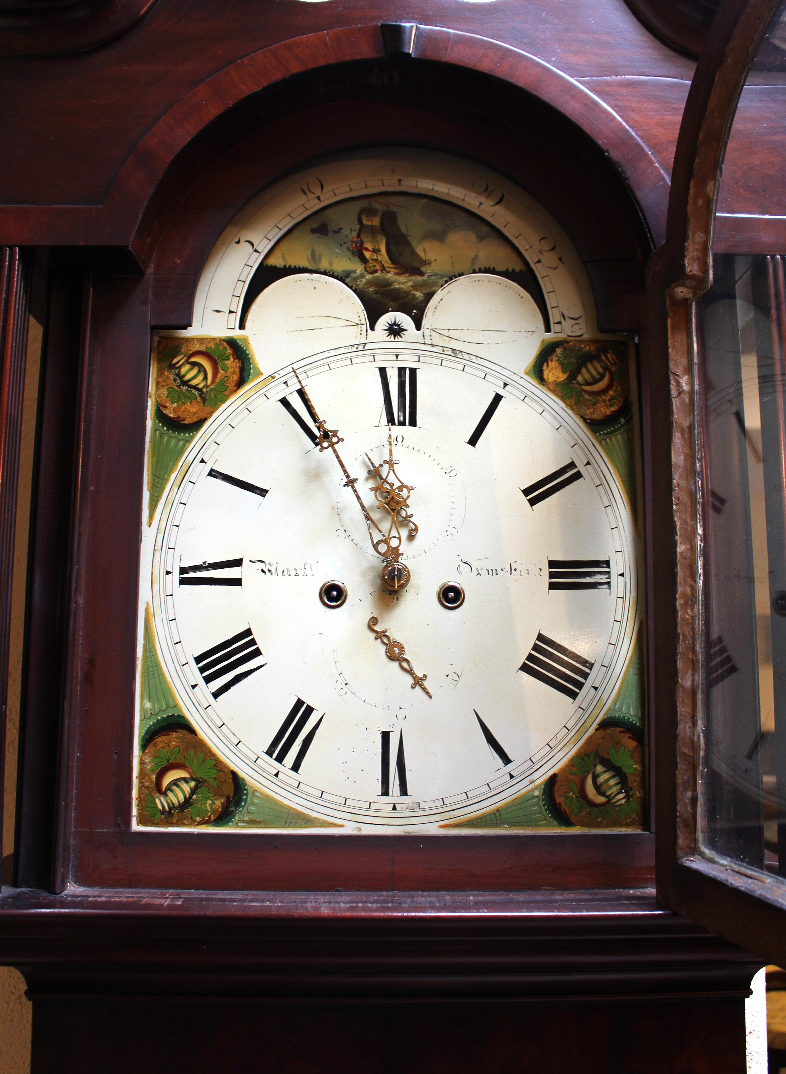 Mid-19th Century Circa 1830 English Georgian Tall Case Clock For Sale