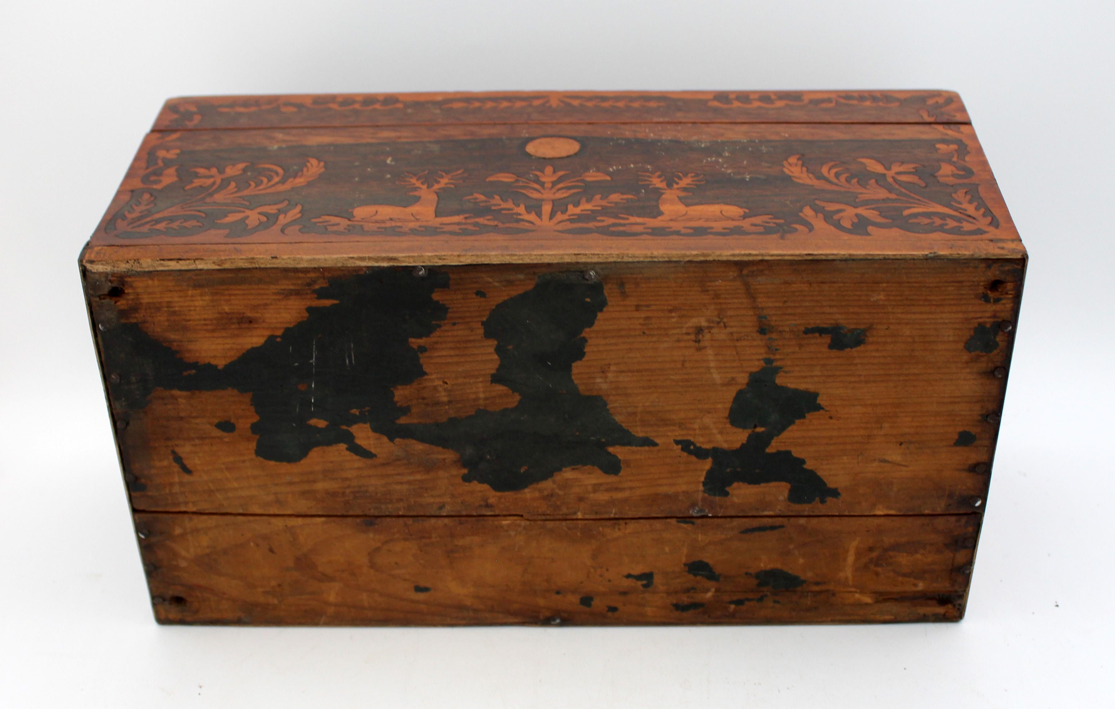 Circa 1830 English Stag & Naturalistic Box 1