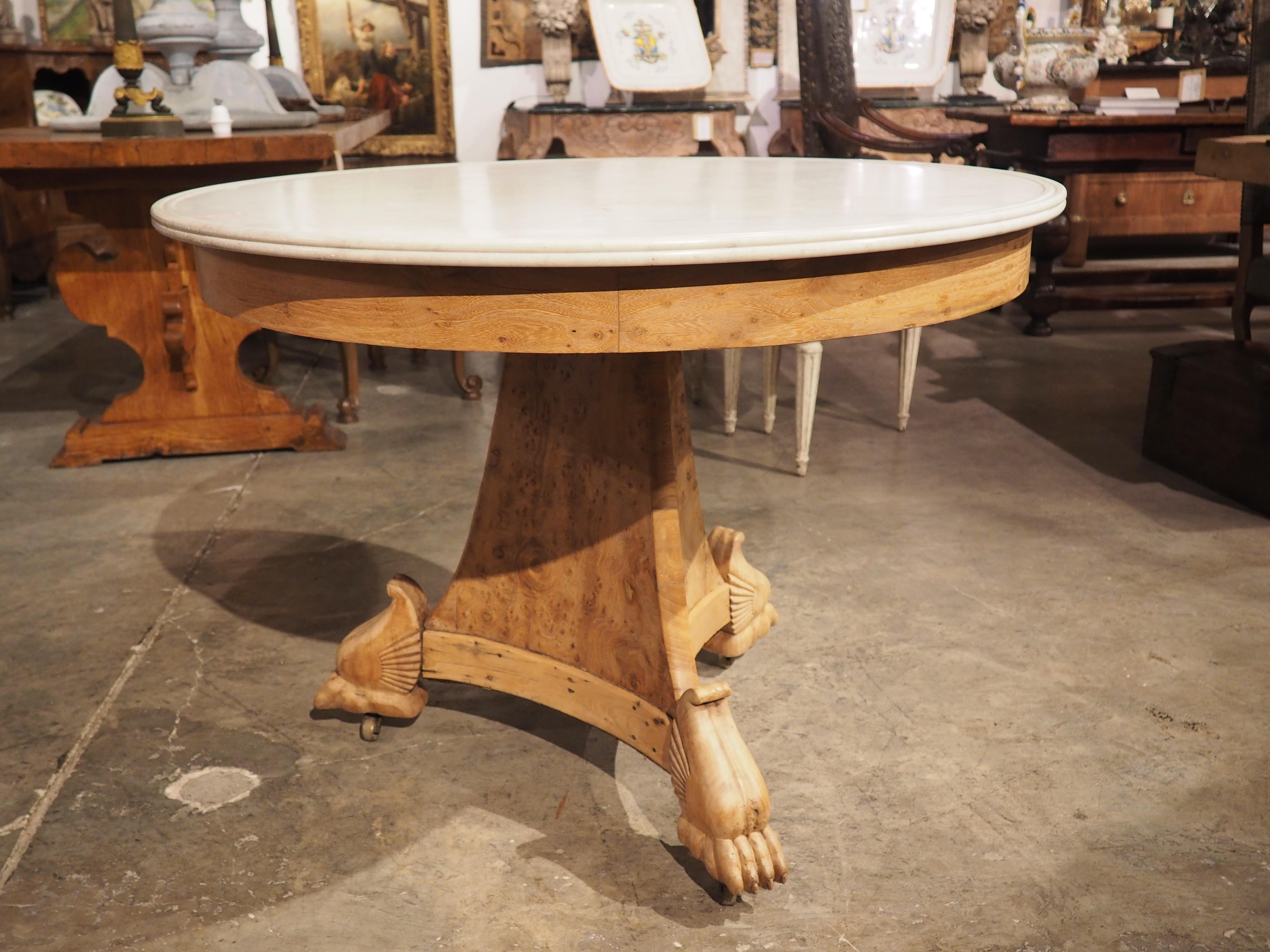 Circa 1830 French Elmwood Center Table with Marble Top 5