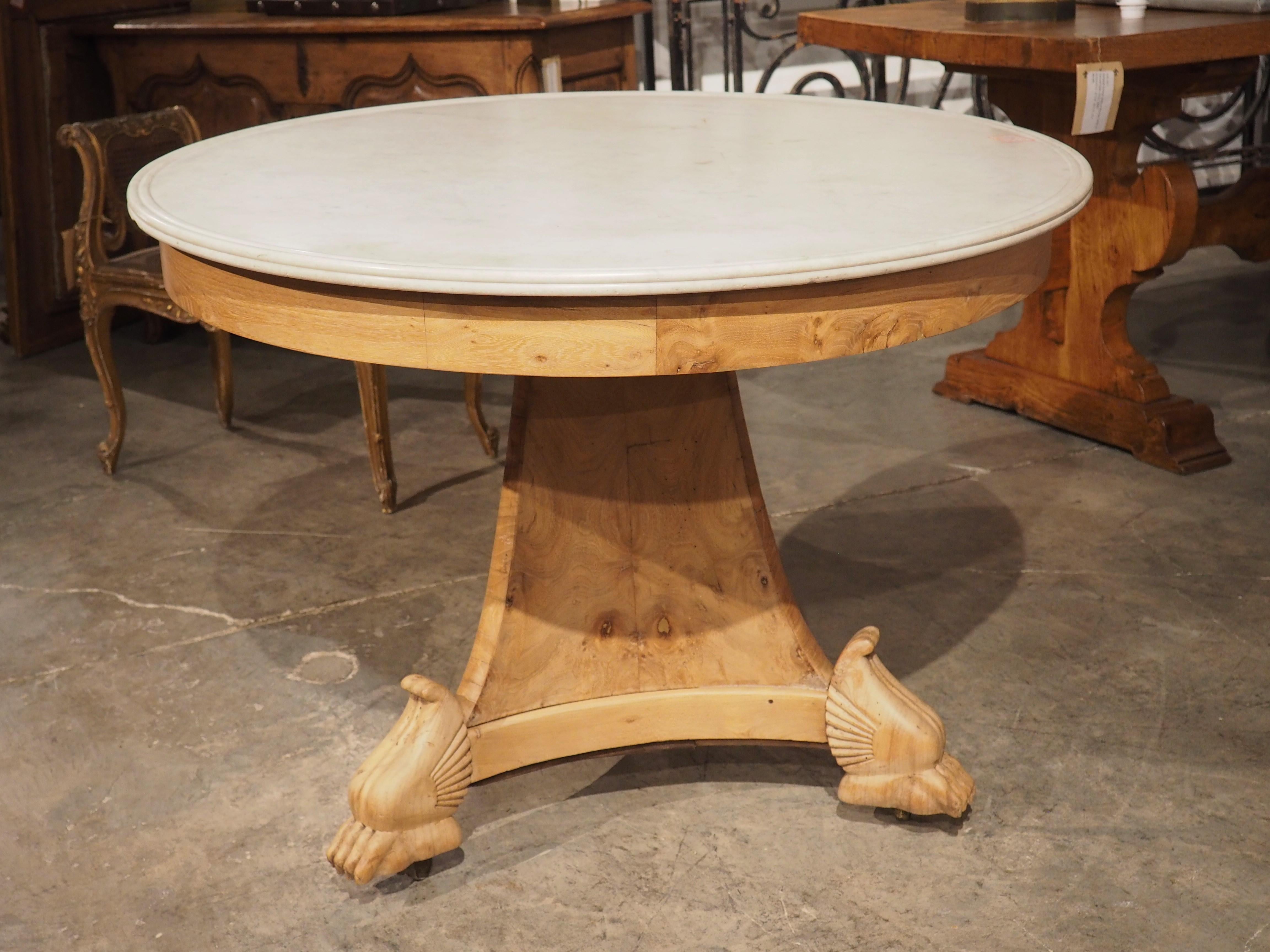 Circa 1830 French Elmwood Center Table with Marble Top 7
