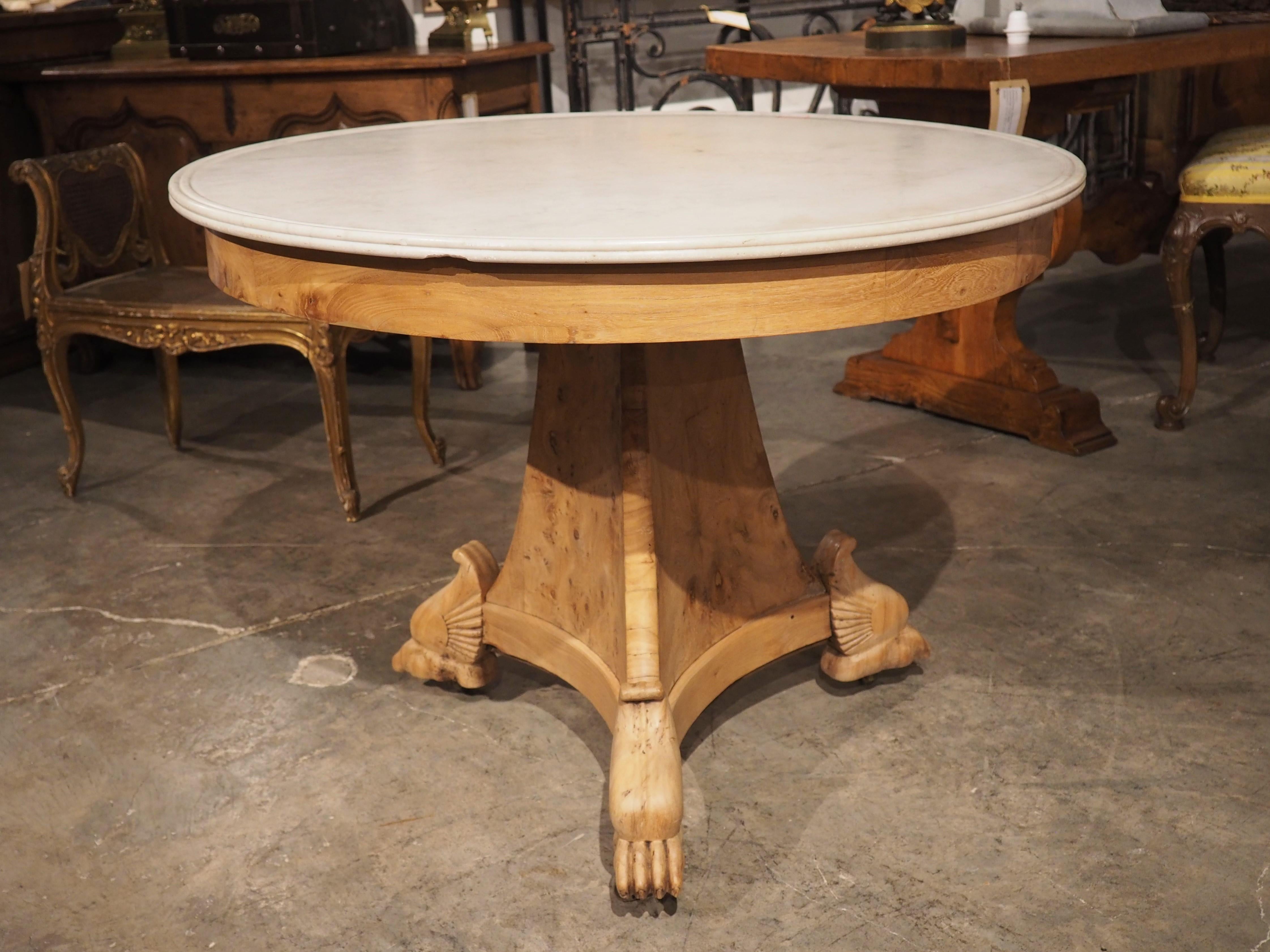 Circa 1830 French Elmwood Center Table with Marble Top 8