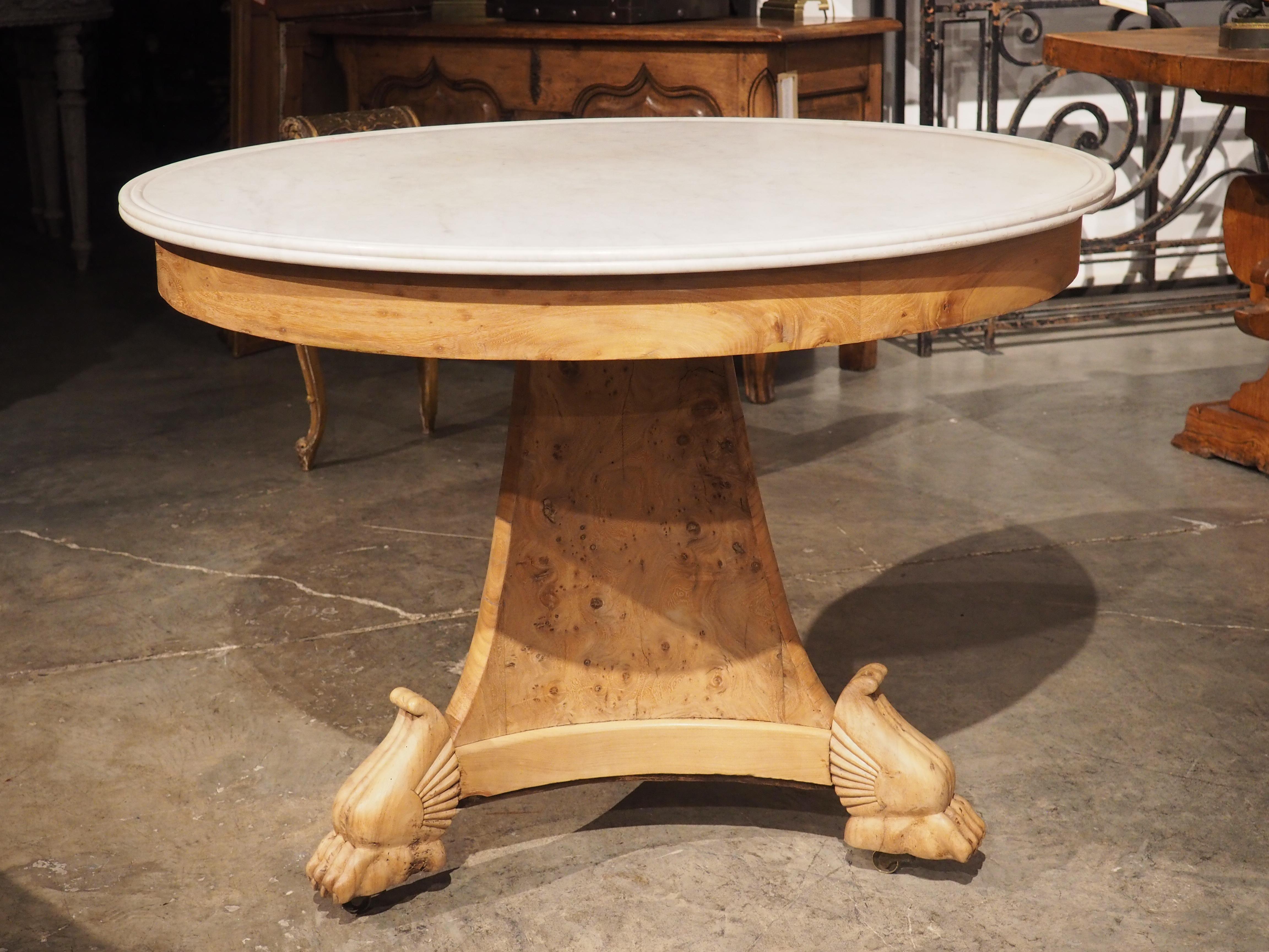 Circa 1830 French Elmwood Center Table with Marble Top 11