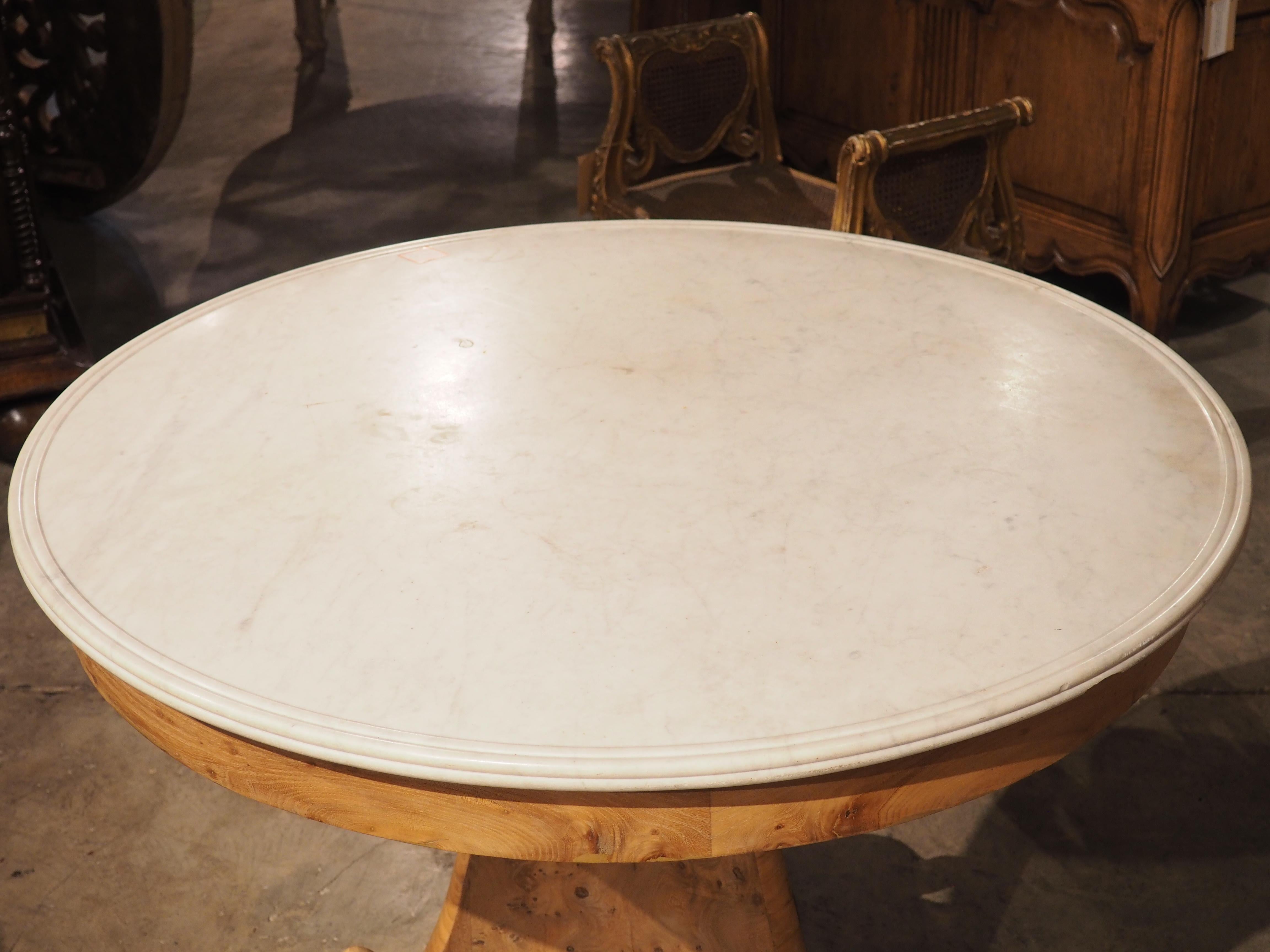 Restauration Circa 1830 French Elmwood Center Table with Marble Top
